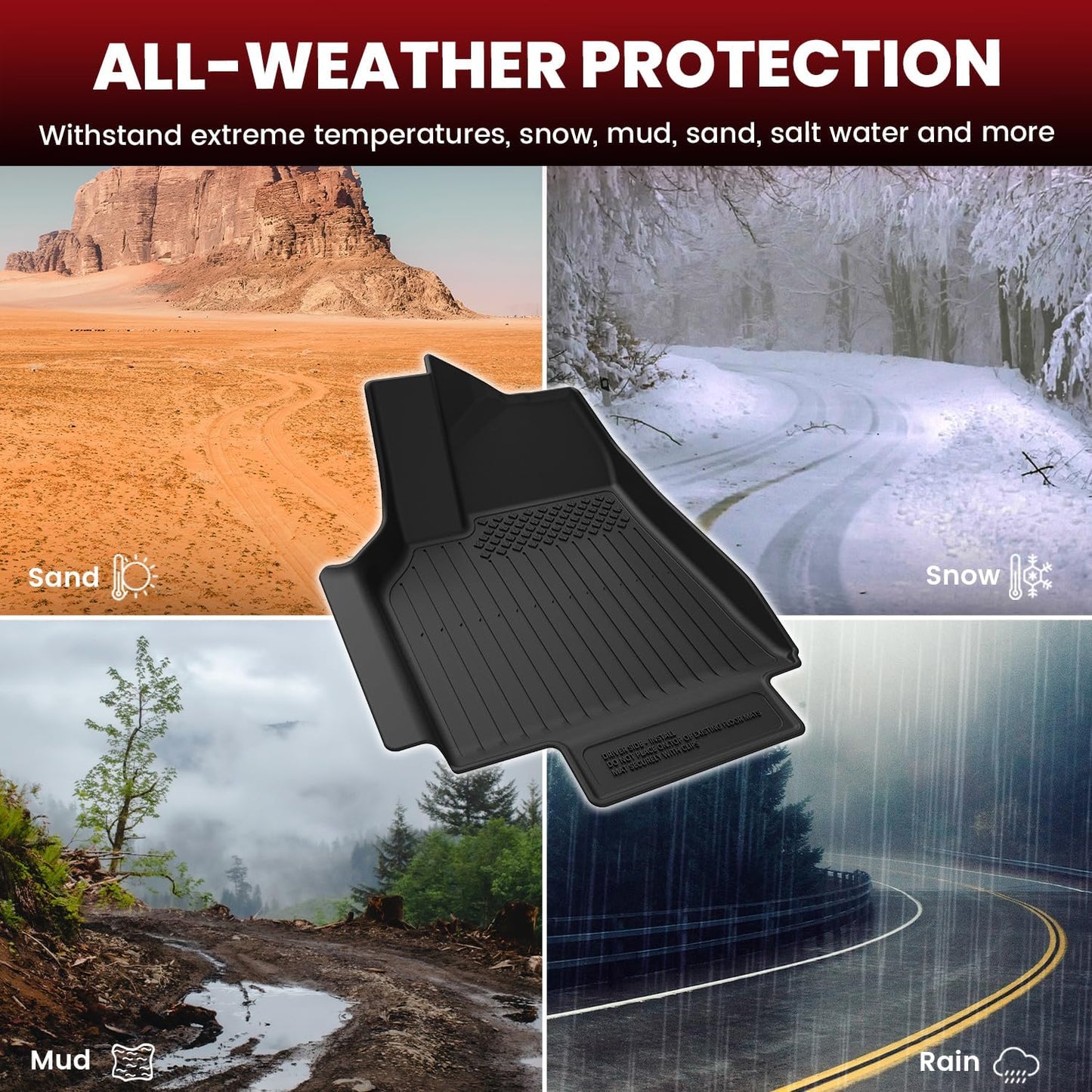 LASFIT Premium Extra Thick Floor Mats for Tesla Model Y Juniper 2025 2026 All Weather TPE Custom Fit Interior Accessories Front Rear Car Liner 1st & 2nd Rows Set, Black