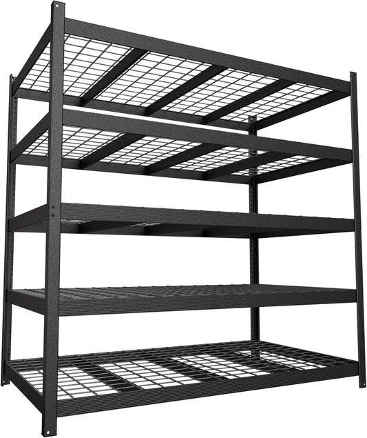 MUPATER 60.04”W × 24.02”D × 80.71”H Metal Storage Shelves, 3000 LBS Heavy Duty Utility Shelf Racks, Garage Shelving Unit with 5-Tier Adjustable Shelves for Kitchen, Warehouse, Garage