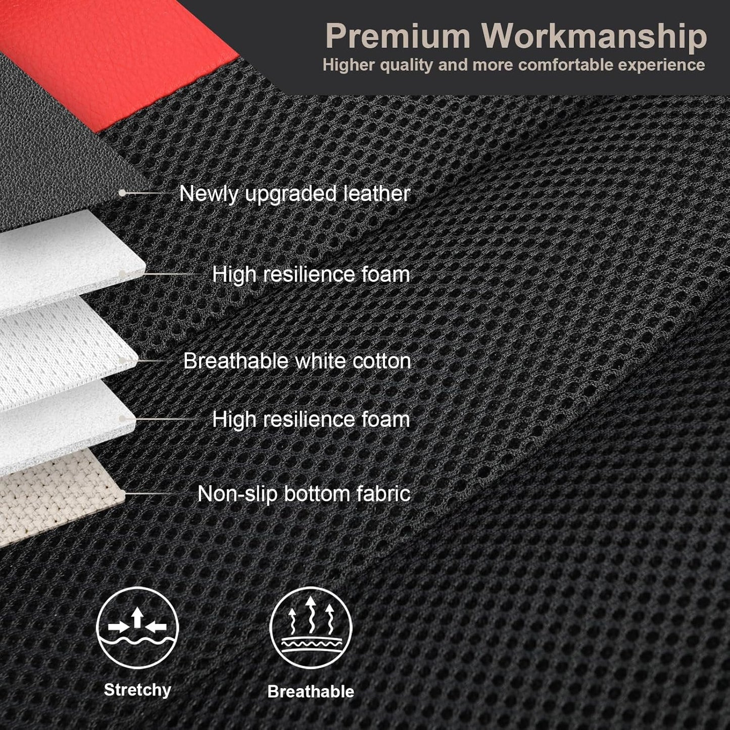 GIANT PANDA Front Seat Cover for Honda, 3D Air Mesh Bucket Car Seat Protectors Custom Fits Honda Civic Accord Pilot CRV HRV Element Passport (Red) 2-Pack