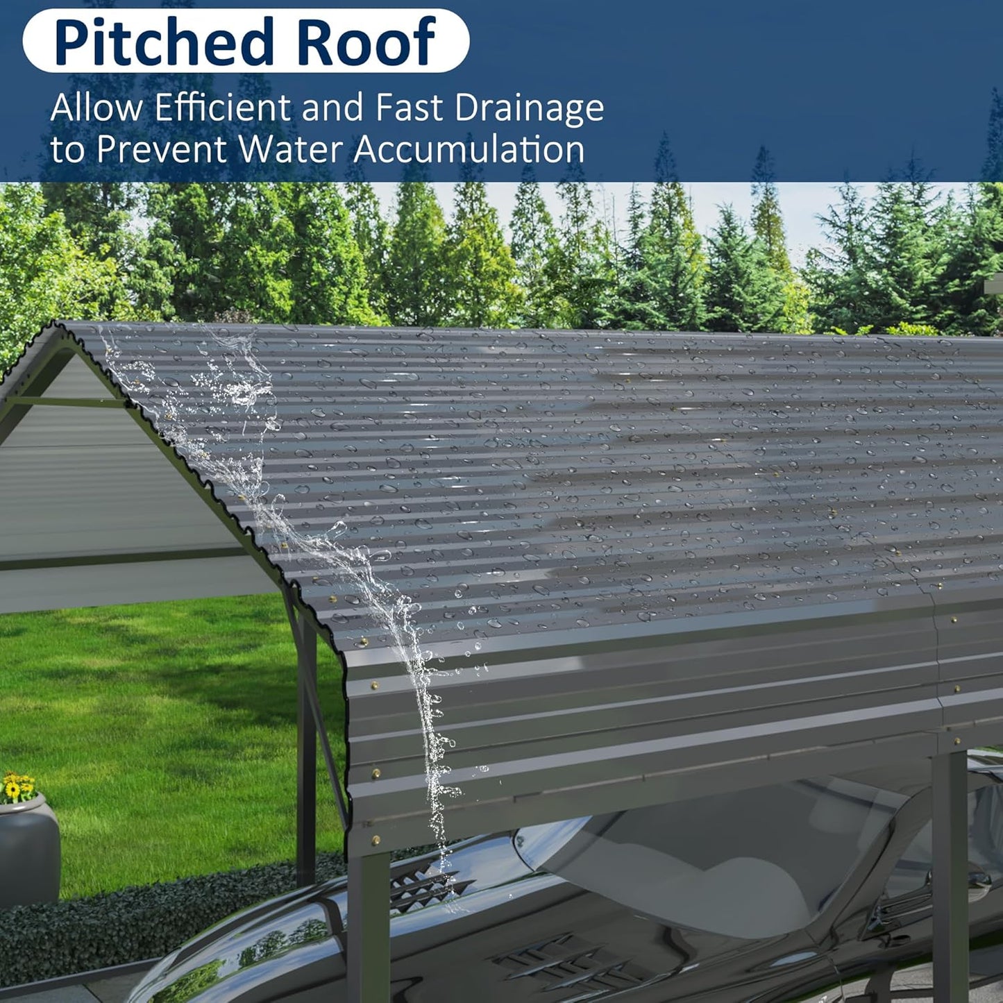 10x15 Metal Carport Carports with Enhanced Base Heavy Duty Garage Outdoor Galvanized Car Shelter for Car, Boats and Truck