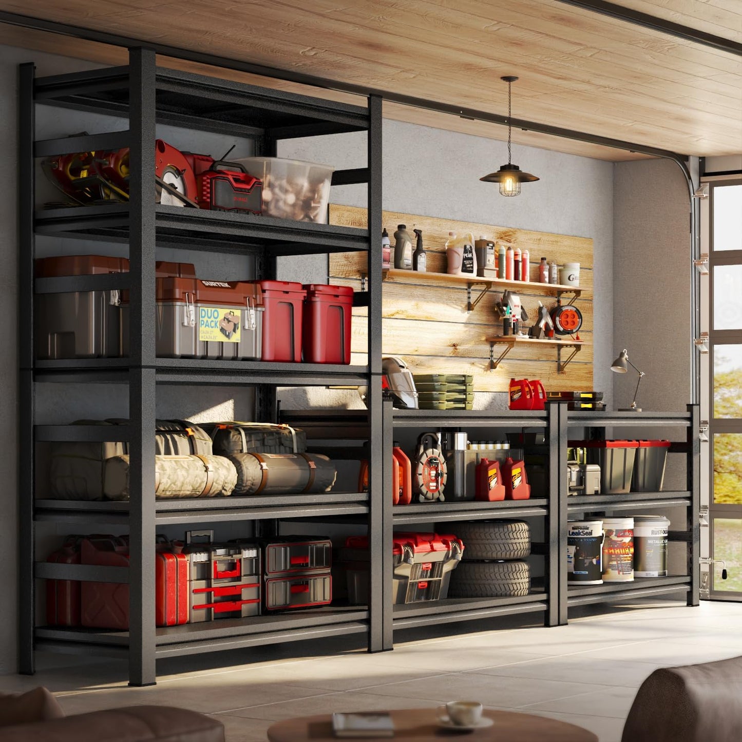 72-Inch Tall Garage Shelving Unit - Adjustable 5-Tier Heavy Duty Metal Storage Rack | Easy to Assemble Shelf | Rust Free | Great for Garage Basement Workshop or Organization