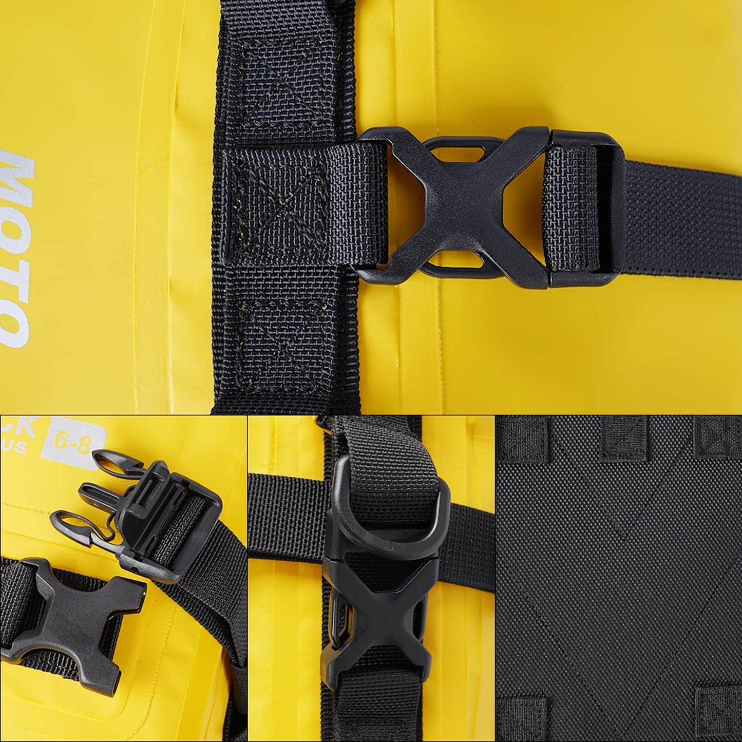 Motorcycle Tail Bag Front Bumper Bag, 8L Roll-top Waterproof Motor Saddle Panniers Luggage Bags for Bike Motorcy-Yellow