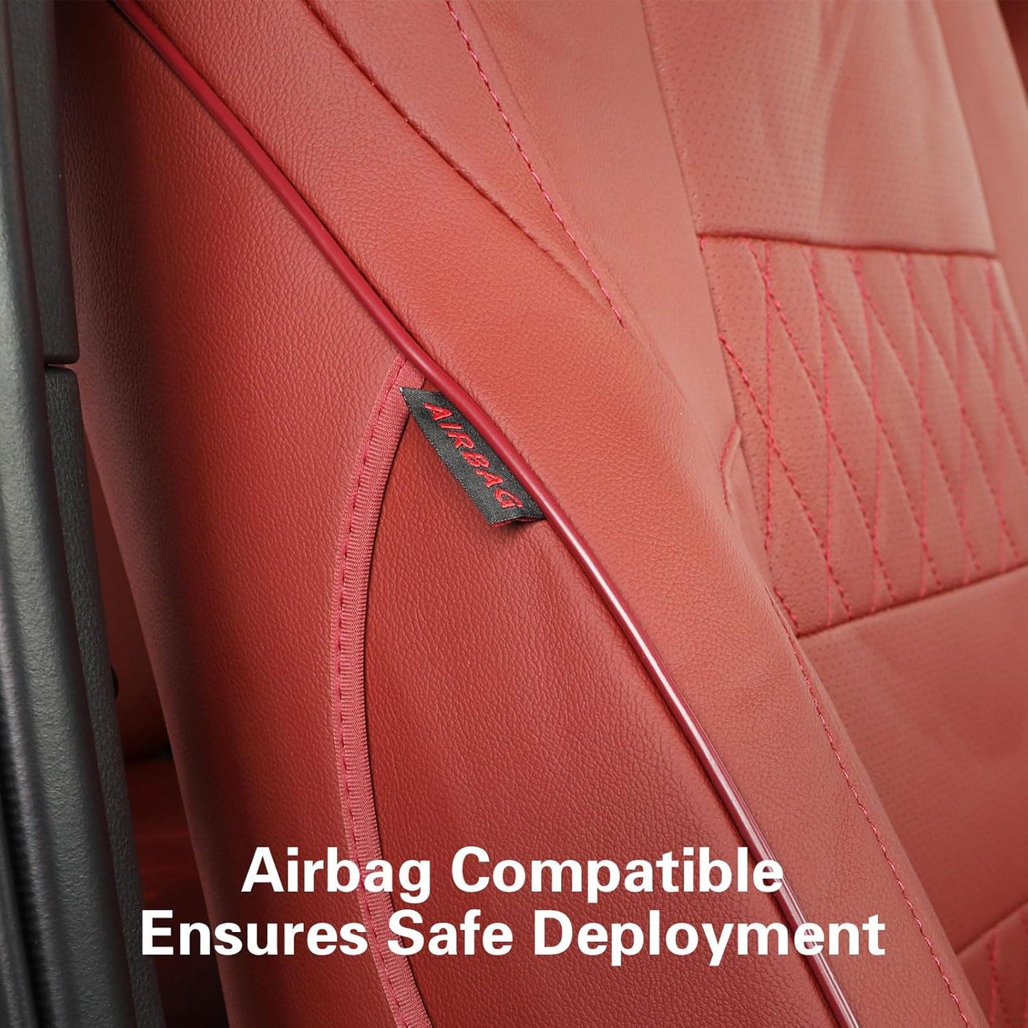 EKR Custom Fit Tacoma Car Seat Covers for Select Toyota Tacoma (Petrol) 2024 2025 Double cab SR,SR5,TRD Sport,TRD Off-Road,Limited - Full Set,Leather(Burgundy)