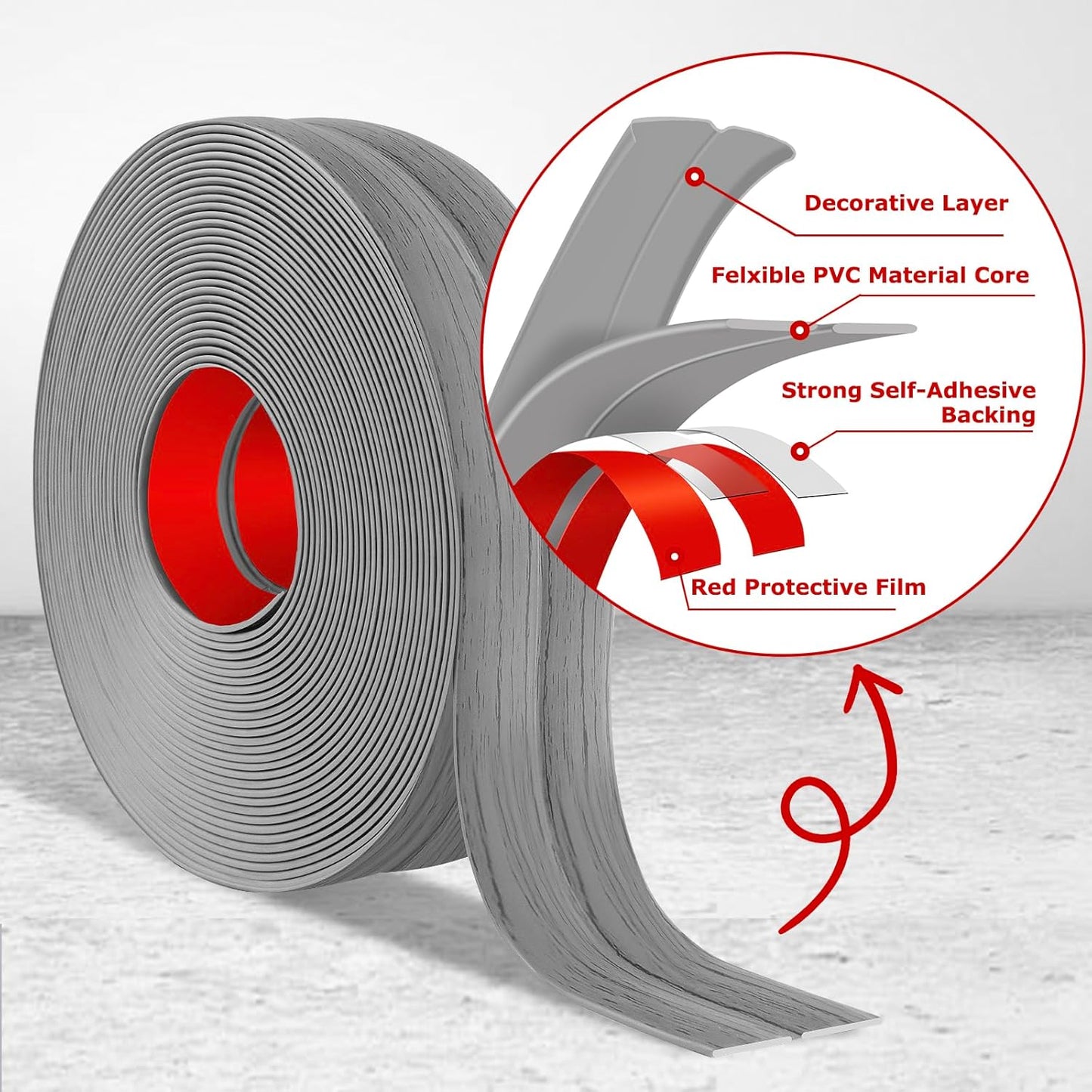 Flexible Wall Corner Protector Moulding Trim Peel and Stick Wall Corner Guards Edge Protector Self Adhesive Molding Trim Strip for Edge Ceiling (Light Gray Wood Grain, 0.8 in x 20 Ft)