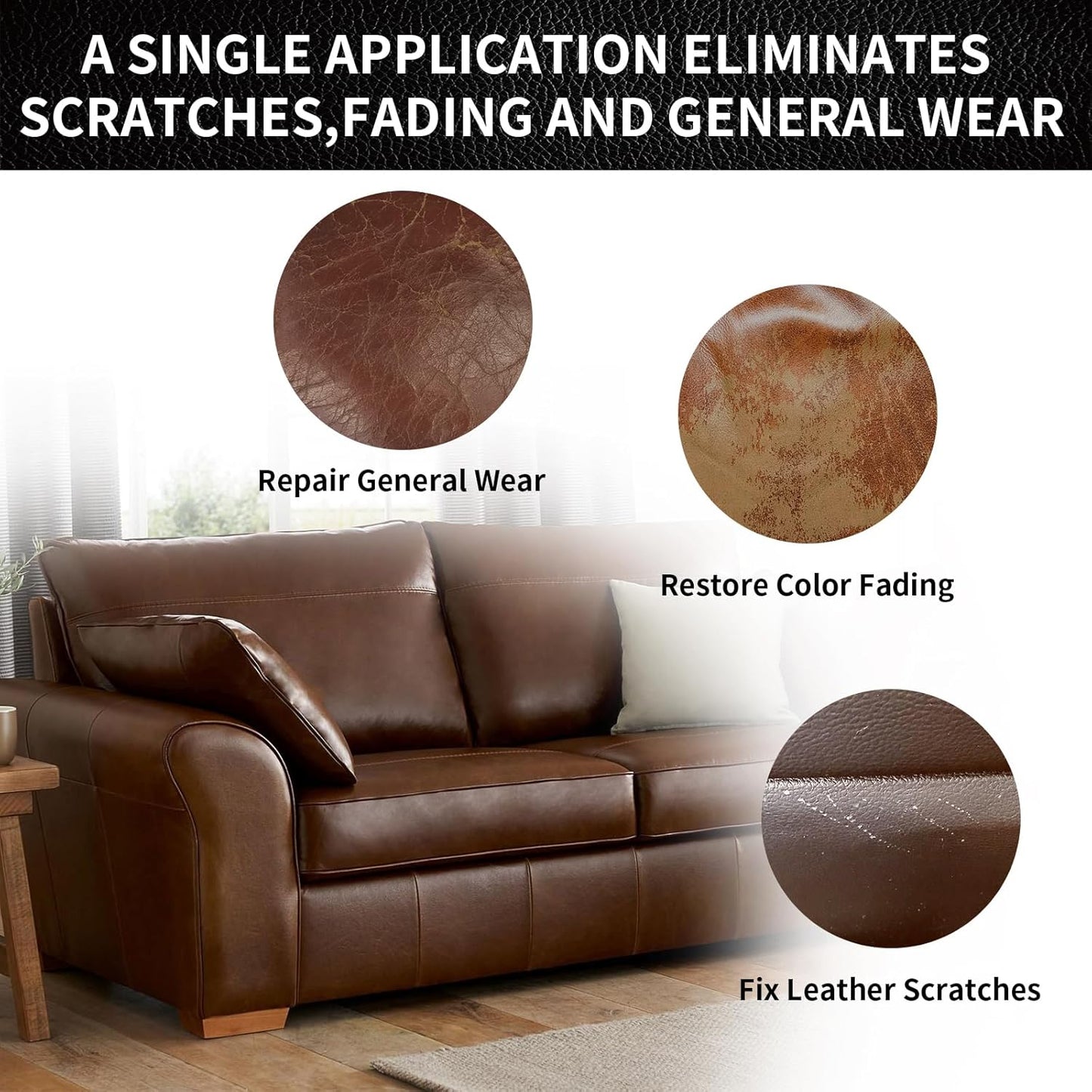 Leather Repair Kit Recoloring Balm Cleaner Conditioner Waterproof Beeswax Oil for Car Seat Furniture Couch Shoe Leather Vinyl(Light Brown)