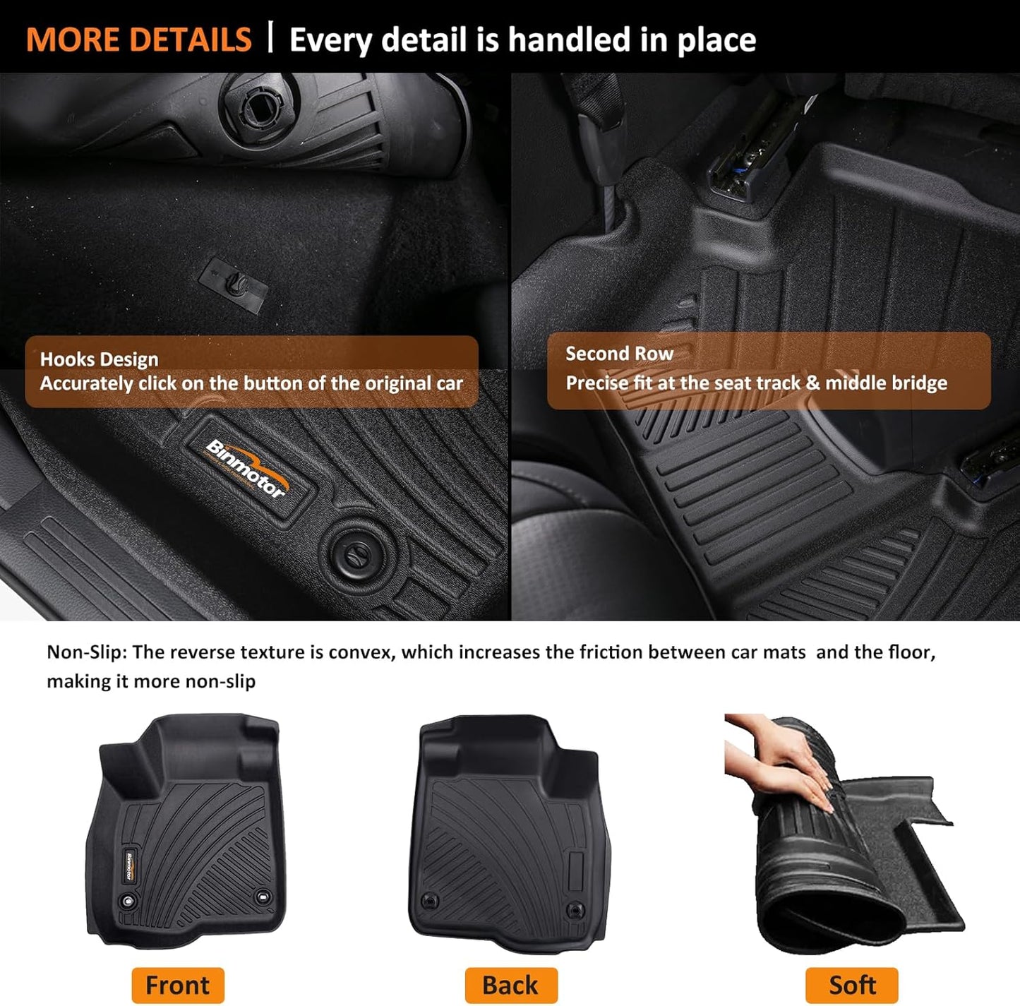 Binmotor-Floor Mats & Cargo Liner for Jeep Grand Cherokee 2016-2021 (Non L) & 2022 Grand Cherokee WK丨All Weather Car Mat Grand Cherokee Accessories Cargo Mat Floor Liners Trunk Liner
