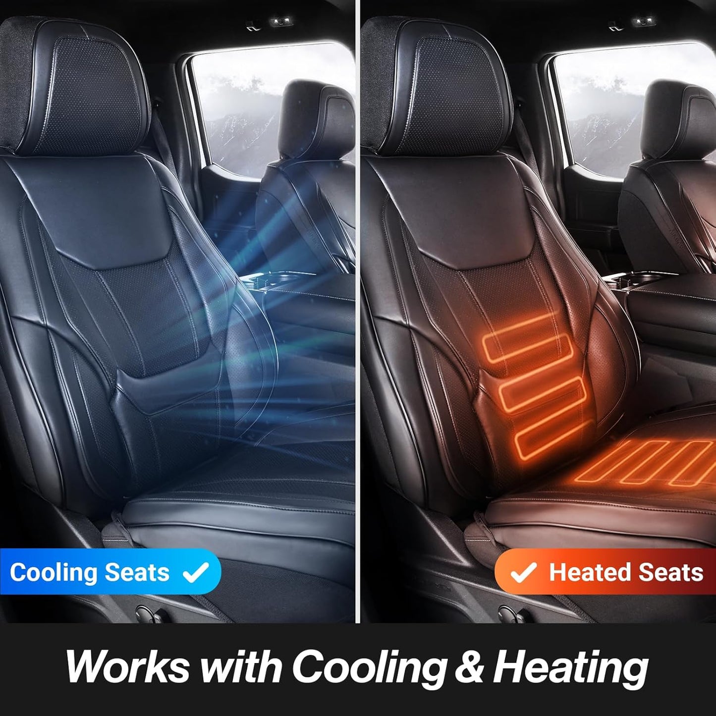 Coverland Custom Car Seat Covers Compatible with 2001-2014 Silverado 2500HD Extended Cab - Premium Leather Non-Slip Waterproof Custom Interior Protector Full Set-Black [See Size Chart-Size X140]