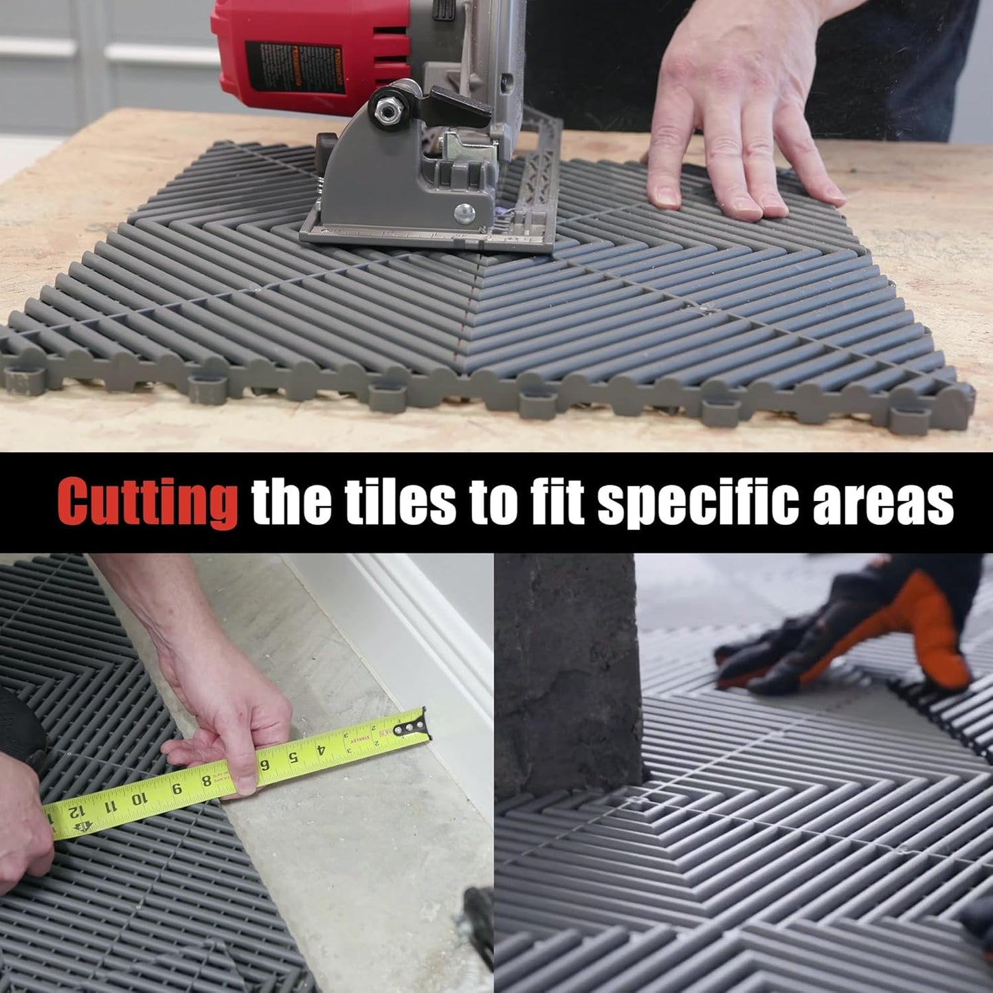 50PCS|15.7"x15.7" Garage Flooring Tiles, Non-Slip Interlocking Plastic Garage Floor Mat, Garage Organization & Garage Storage, Vented Pattern(Grey)