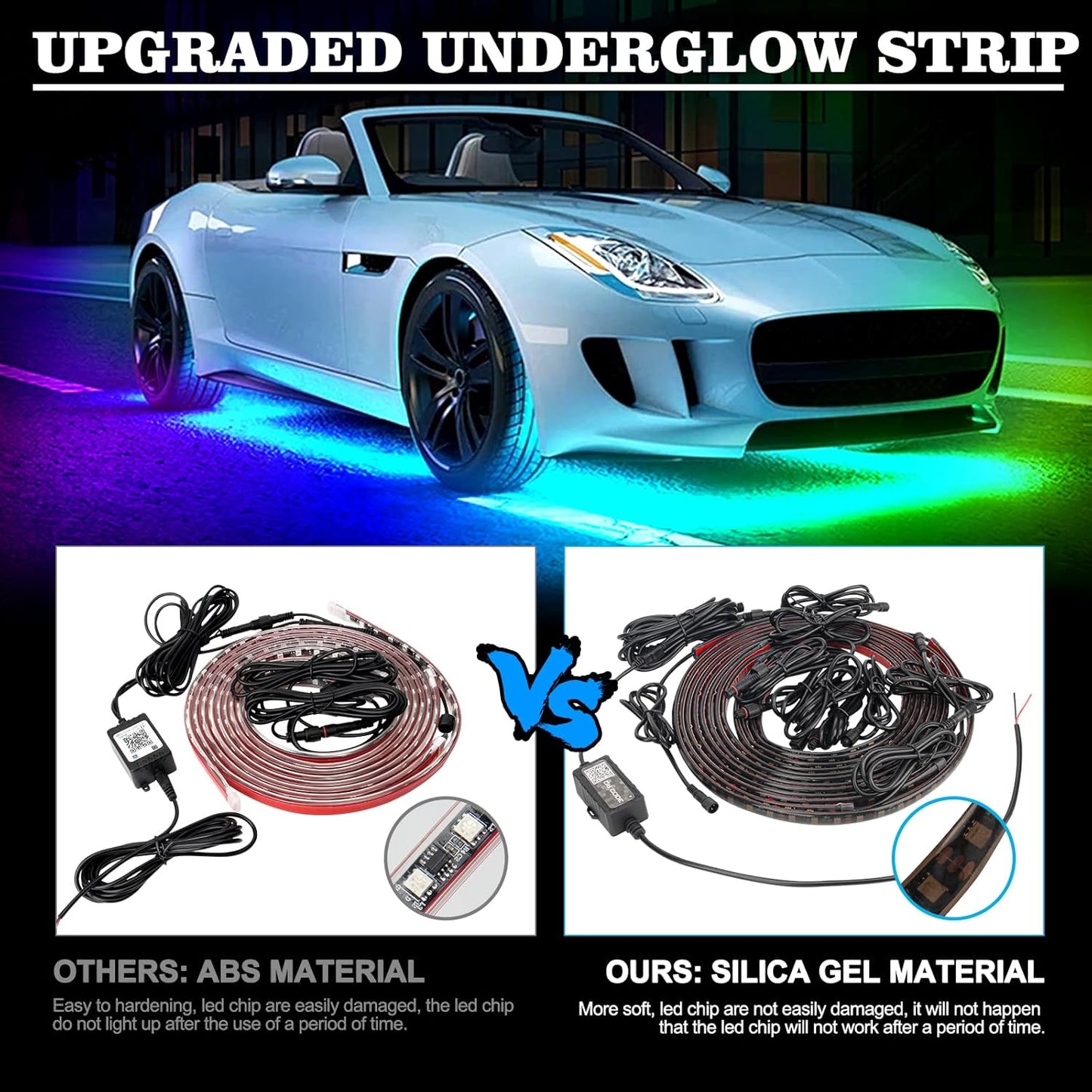 Car Underglow Lights Chasing Color, Upgraded Bluetooth Led Strip Light with Dream Color Chasing 212 Mode, Music Mode, DIY Mode, APP Control Underbody Strip Kit for Car, 35Inch & 47Inch, 6PC Pack