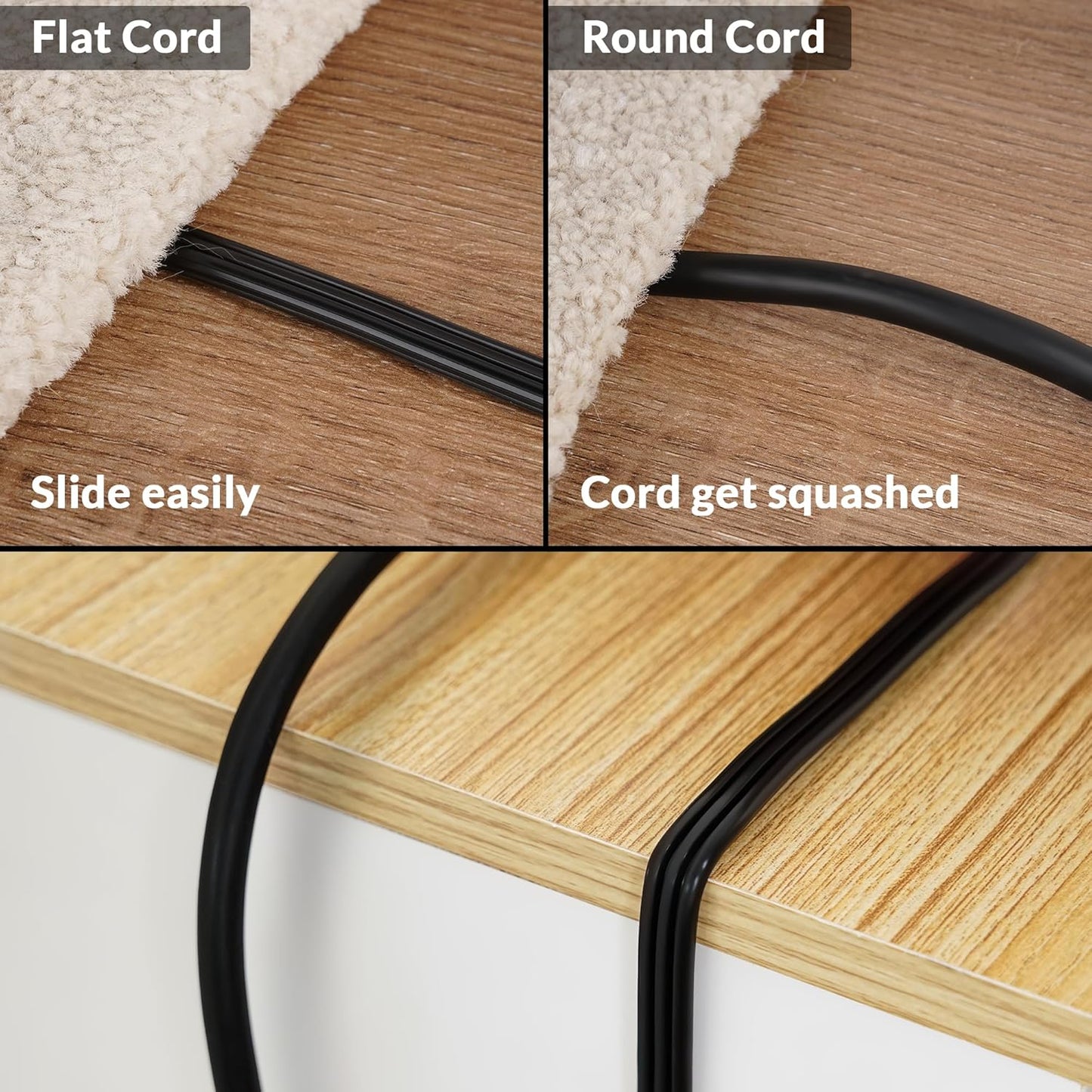 Elecan Flat Plug Extension Cord 2 Ft 2 Pack with Slim Space-Saving Plug Design, Thin Flat Cable Low Profile Power Cord 3 Prong Grounded Wire, 16 Gauge 13 A/125 V-Black-ETL Certified