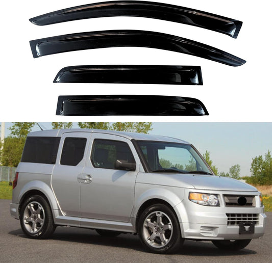 KPY Window Visors Compatible with Honda Element 2003-2011, 4PC Rain Guard Side Vent Deflectors Tape-On Style, 2003 2004 2005 2006 2007 2008 2009 2010 2011