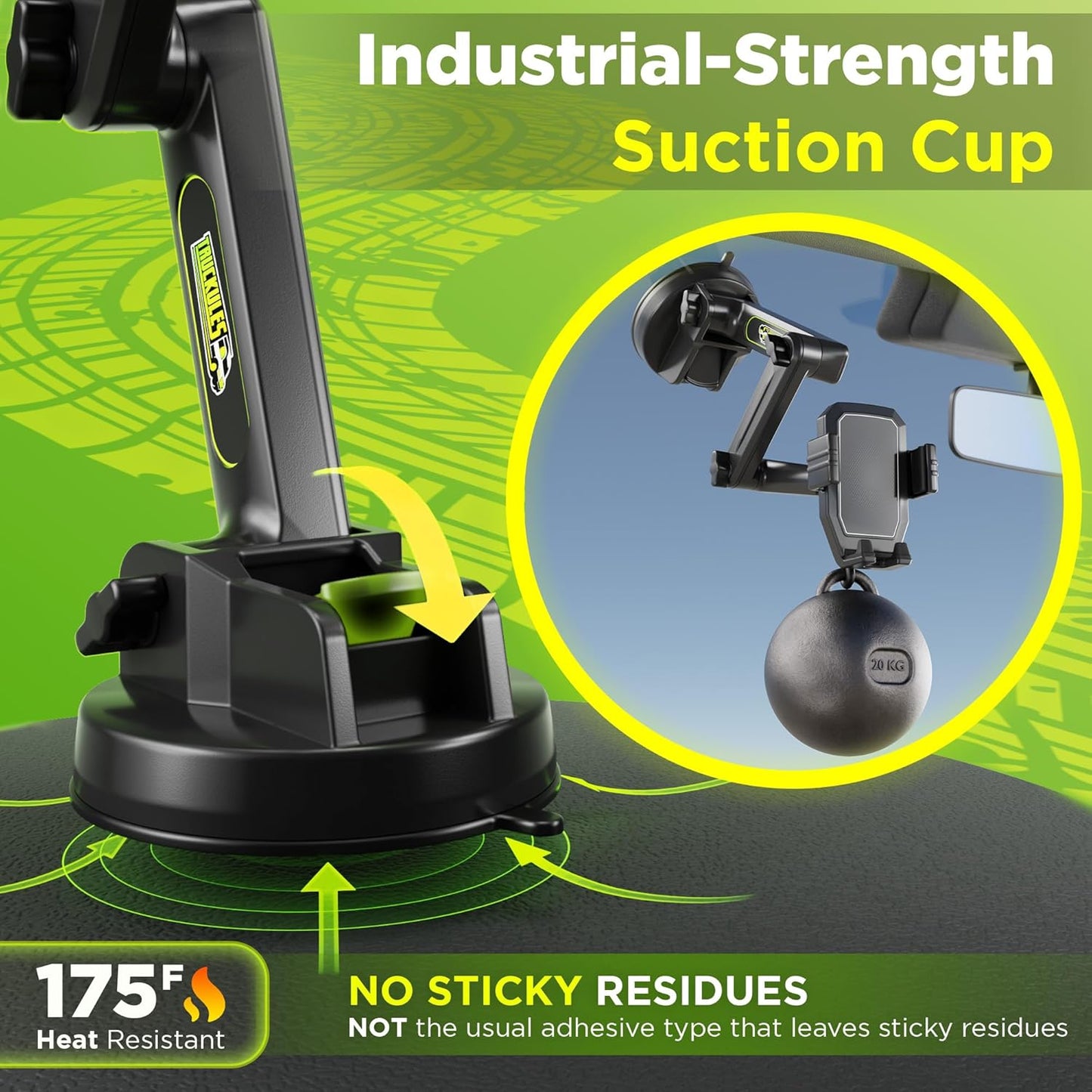 Phone Mount for Truck Phone Holder for Truck - Heavy Duty Suction Cup + Dashboard Pad, Mobile Device Holder for Dashboard Window 16.9 inch Long Arm, iPhone Samsung Compatible, Big Rig Trucker, Black