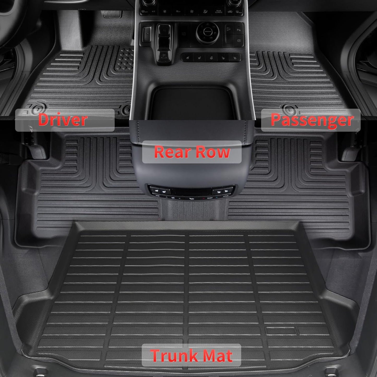 All Weather Floor Mats & Cargo Liner Set Custom for 2022-2024 Hyundai Ioniq 5 Fixed Center Console (Unmovable Center Console) All Season Guard for Car Mat TPE Floor Liner Ioniq 5 Accessories