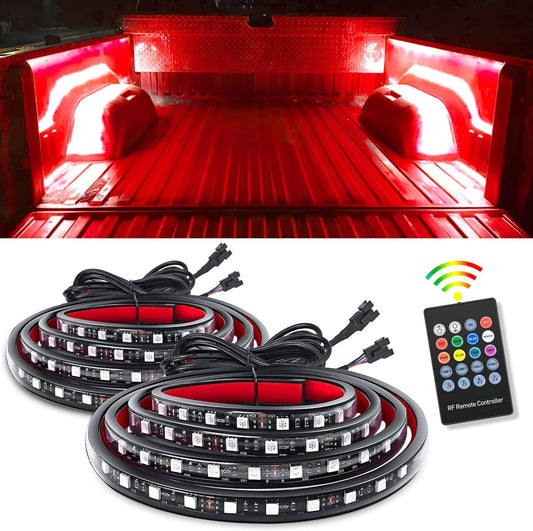 Nilight - TL-31 2PCS 60Inch RGB Truck Bed Light Strip Kit 180 LED RF Remote Control with On Off Switch Blade Fuse 2Way Splitter Extension Cable for Cargo Pickup Truck SUV RV Boat, 2 Years Warranty