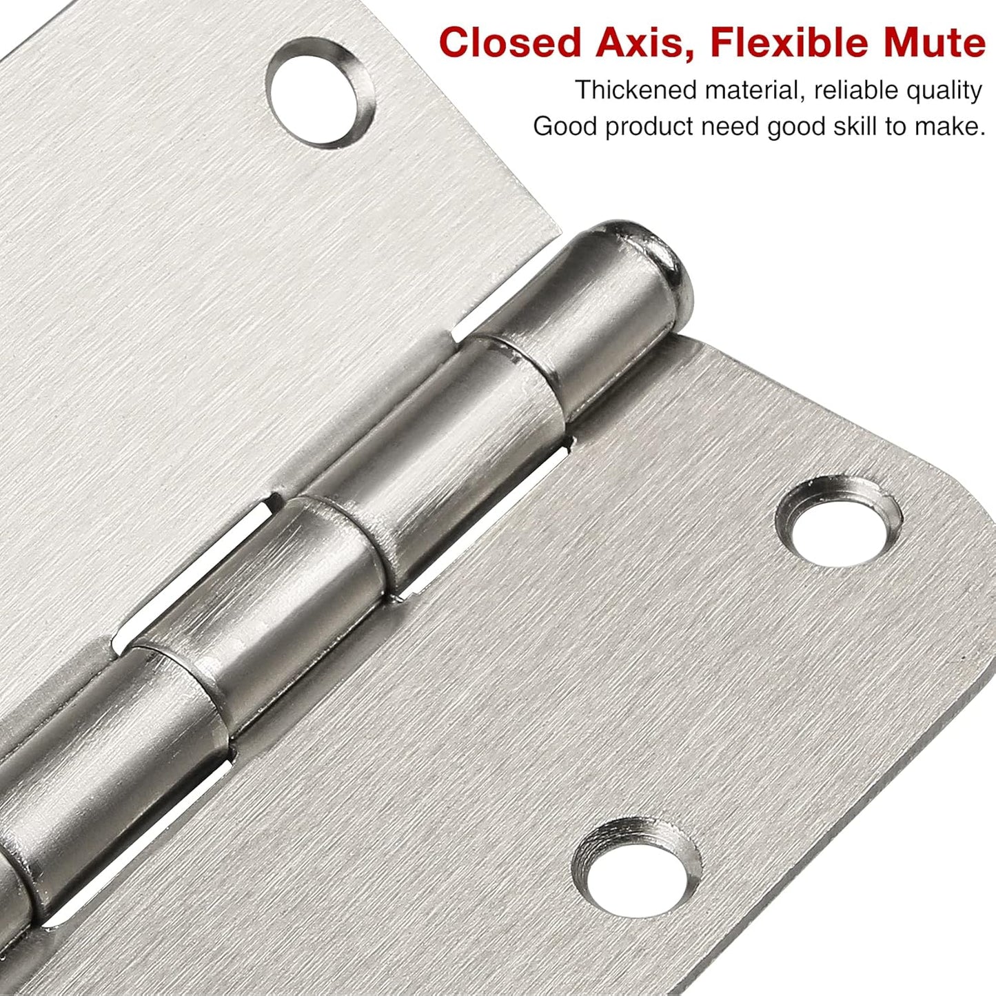 30 Pack Rounded Satin Door Hinges Brushed Nickel 3.5 Inch Interior 3 1/2 Inch 5/8" Radius Corners Iron Bifold Silver Residential Bed Room Hinge for Doors Hardware Controls House Decor Accessories