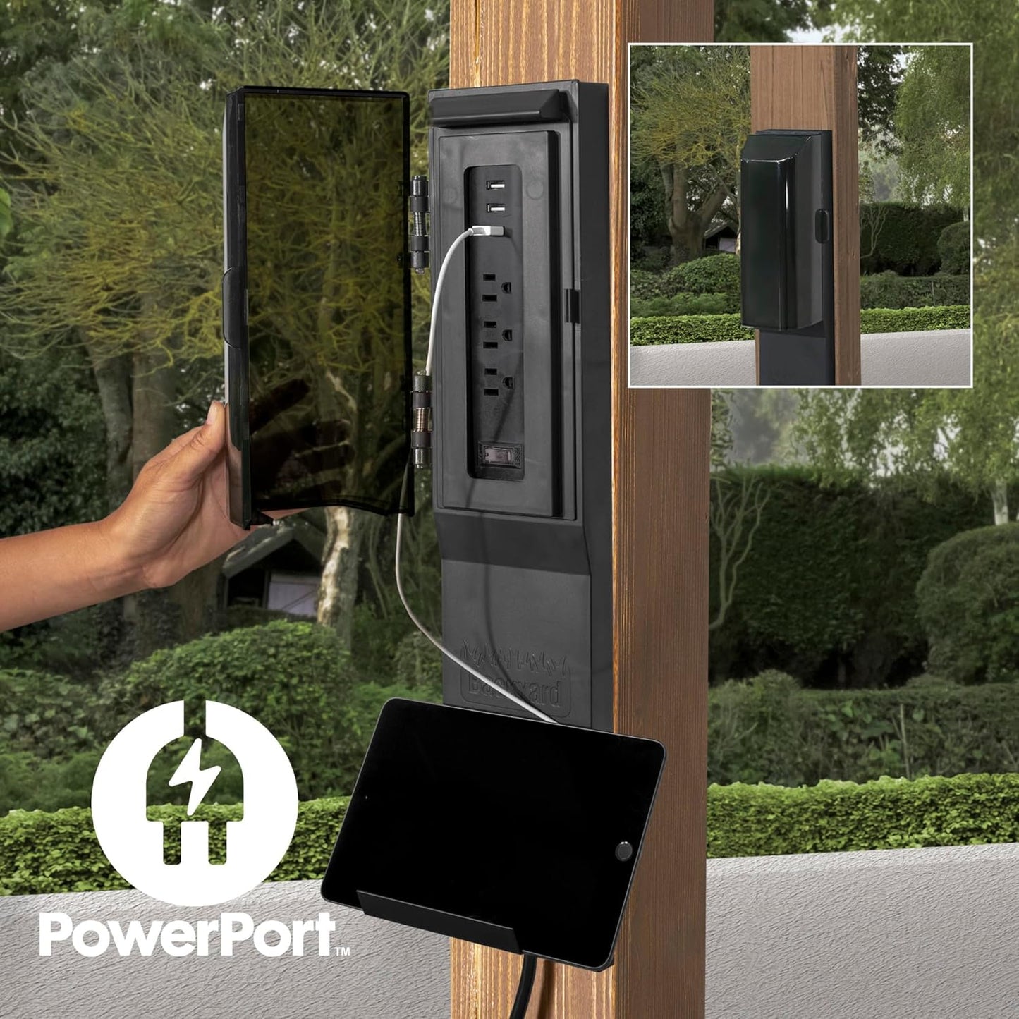 Backyard Discovery Kingsport 20' x 12' Cedar Wood Outdoor Carport Garage with Heavy-Duty Galvanized Steel Slope Roof, Snow Support, Wind Resistance, PowerPort, Shelter to Protect Cars, Boats, Trucks