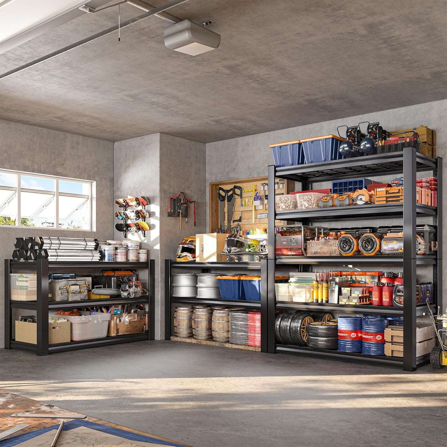 REIBII 3010LBS Storage Shelves 72" H Garage Shelving Heavy Duty Metal Shelving 5 Tier Adjustable Metal Shelves for Storage for Pantry Kitchen Basement 72" H x 35.5" W x 16" D, 4 Pack