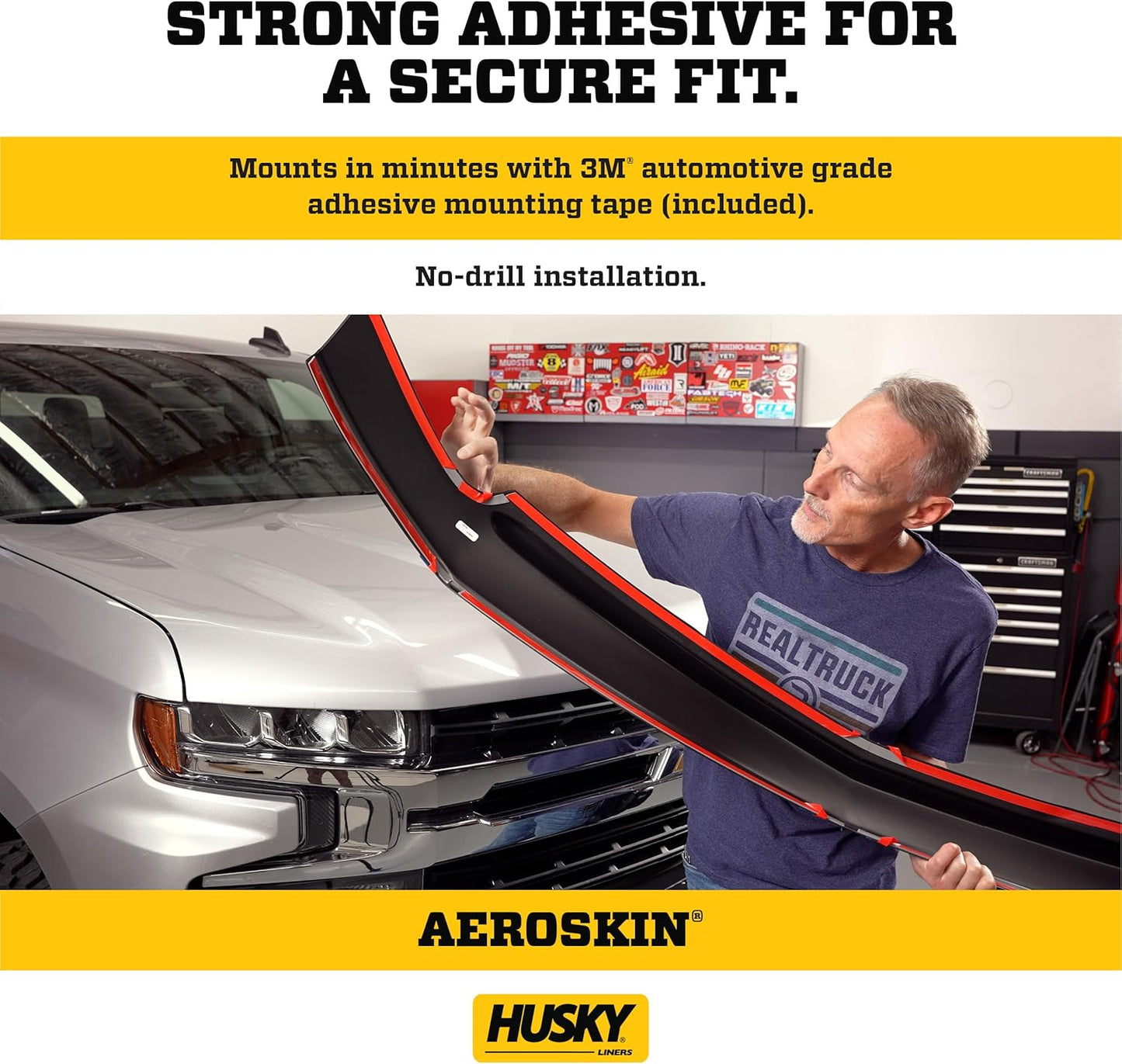 Husky Liners Aeroskin Hood Protector | Fits 2019-2025 Toyota RAV4 | Low Profile Deflector/Bug Shield - 1 pc., Smoke | 2842173