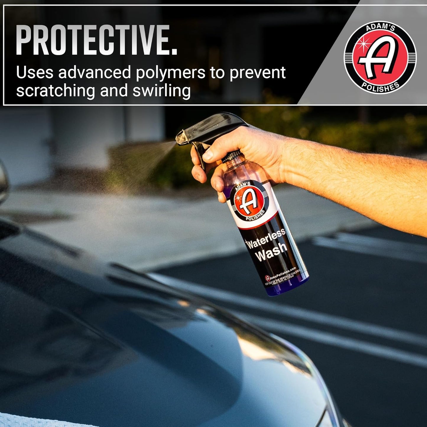 Adam's Polishes Waterless Wash (16oz) - Car Cleaning Car Wash Spray for Car Detailing | Safe Ultra Slick Lubricating Formula, Boat, Motorcycle, RV | No Garden Hose, Wash Soap or Foam Cannon Needed