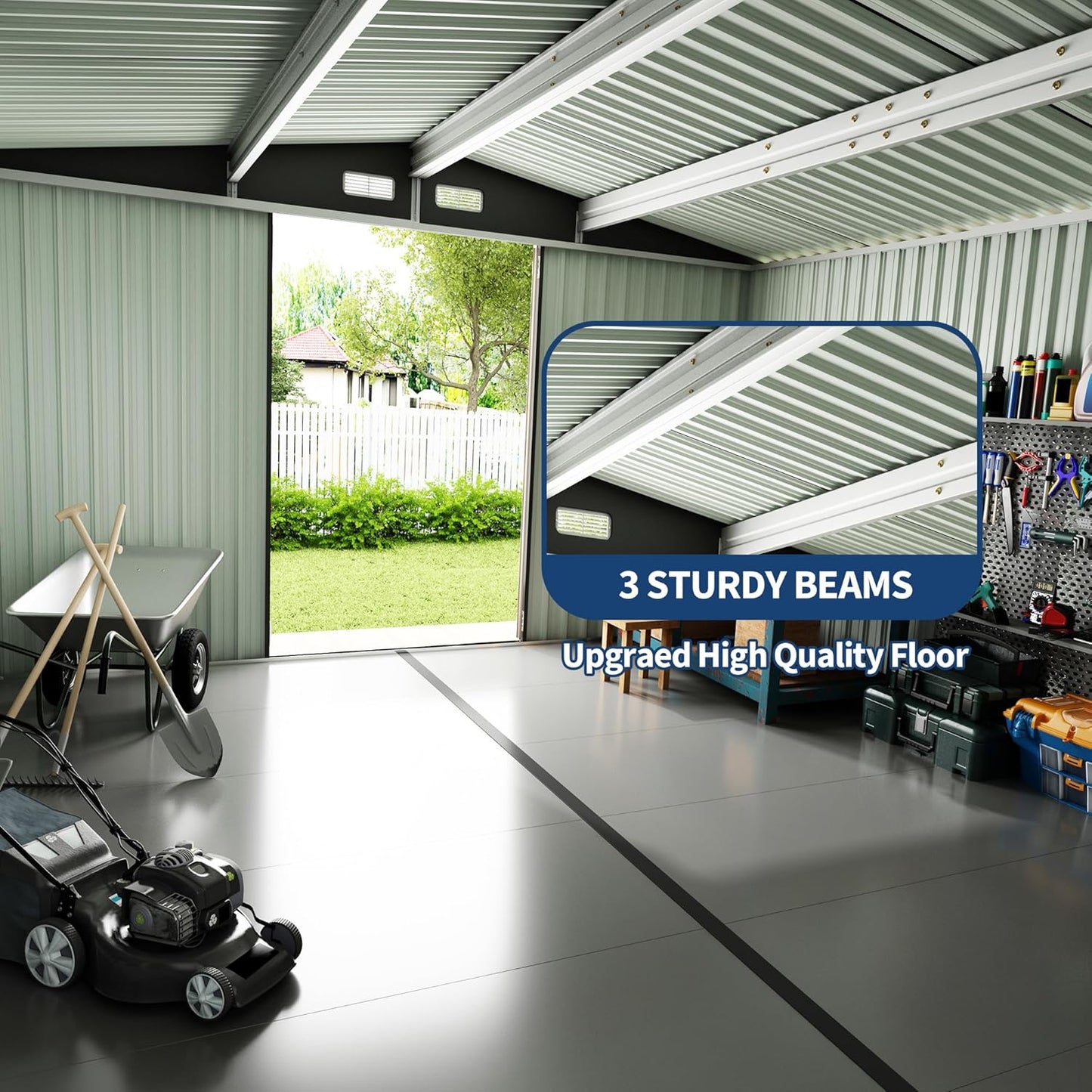 10x14x6.4 FT Outdoor Storage Sheds, Metal Garden Tool Shed for Backyard, Large Metal Sheds Outdoor Storage With Lockable Doors & Air Vents for Backyard Garden Patio Lawn