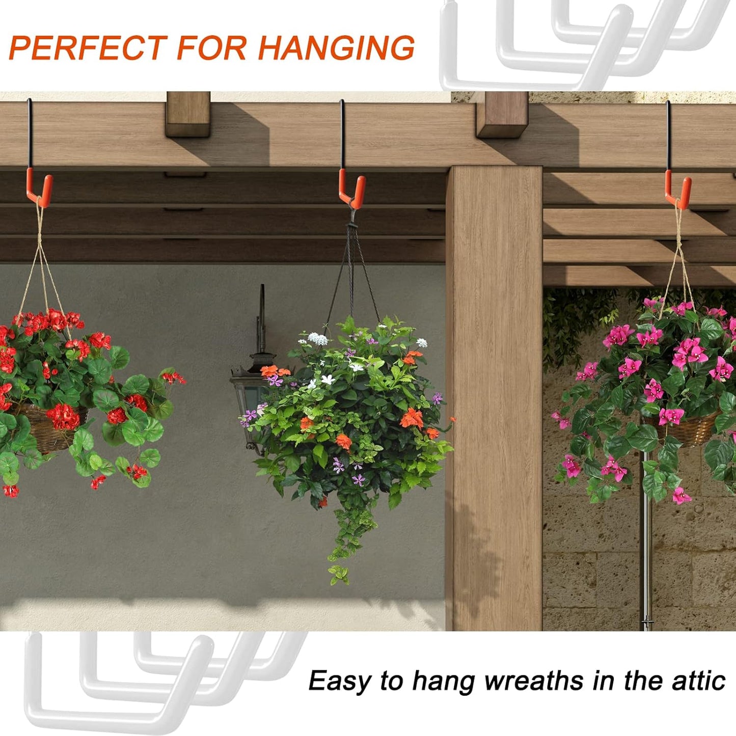 Rafter Hanger Large S Garage Hooks Bike Storage System Holder Organizer, with Non Slip Coating, for Organizing Hanging Basket, Ladders,Bicycle Wheel,Ropes and Bulk Items (12Pack, Orange)