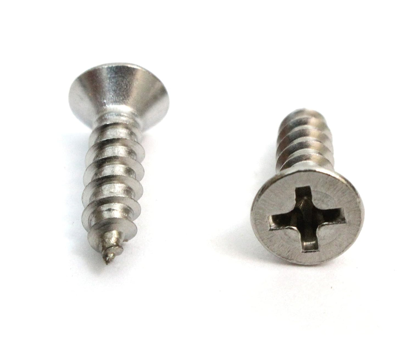 Bolt Dropper No. 8 x 3/4" Stainless Steel Flat Head Phillips Wood Screw, (100 pc), 18-8 (304) Stainless Steel Sheet Metal Screws- Type A Point, Plain Finish