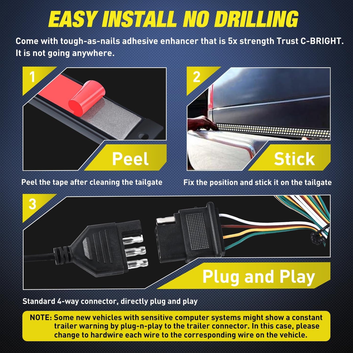 Nilight Truck Tailgate Light Strip 60" Aluminum FrameTriple Row Light Bar 1200 LED w/ Red Running Brake White Reverse Light Red Sequential Turn Signal