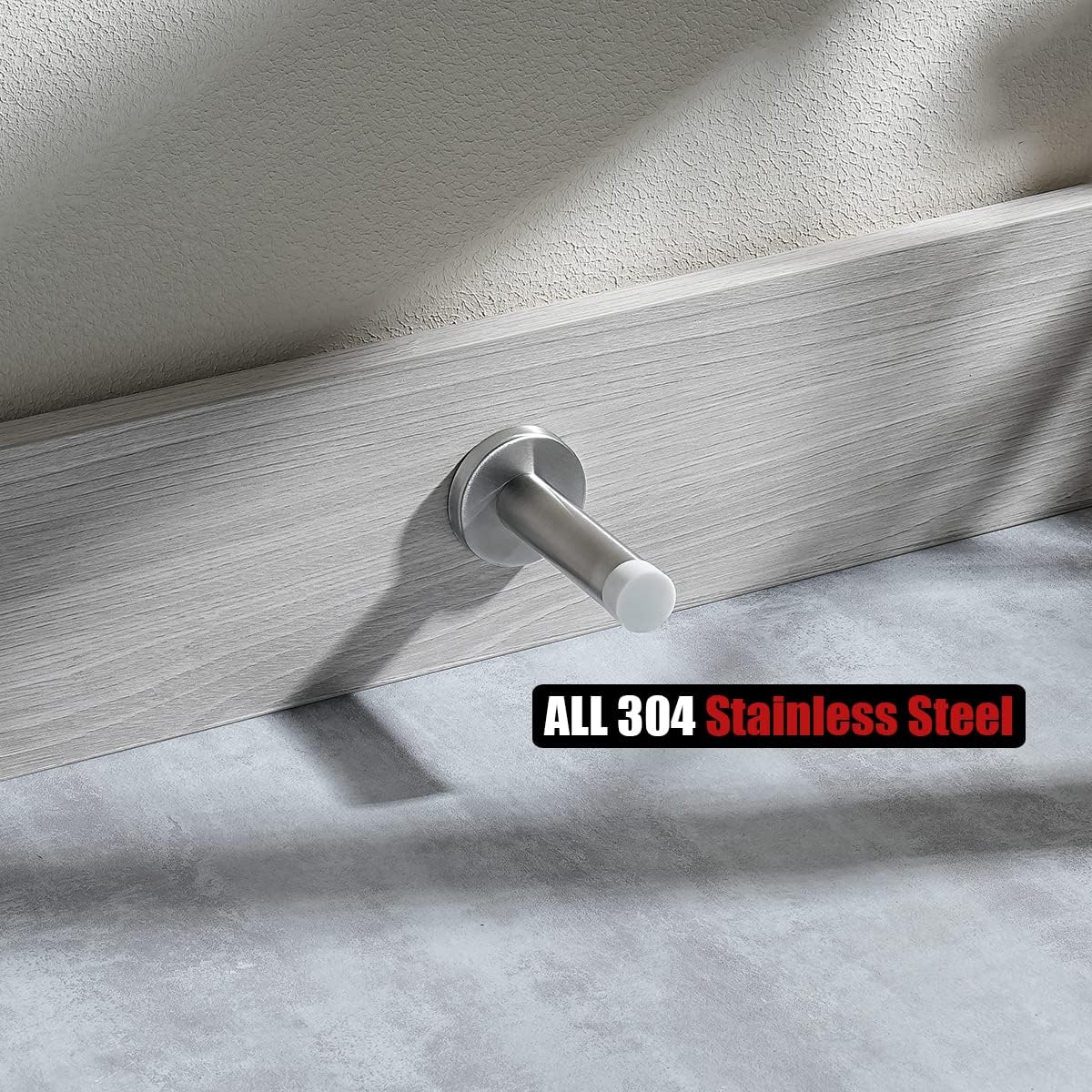 JQK Door Stopper, 304 Stainless Steel Thicken 1mm Sound Dampening Door Stop Bumper Wall Protetor 4 Pack, Brushed, DSB5-WN-P4