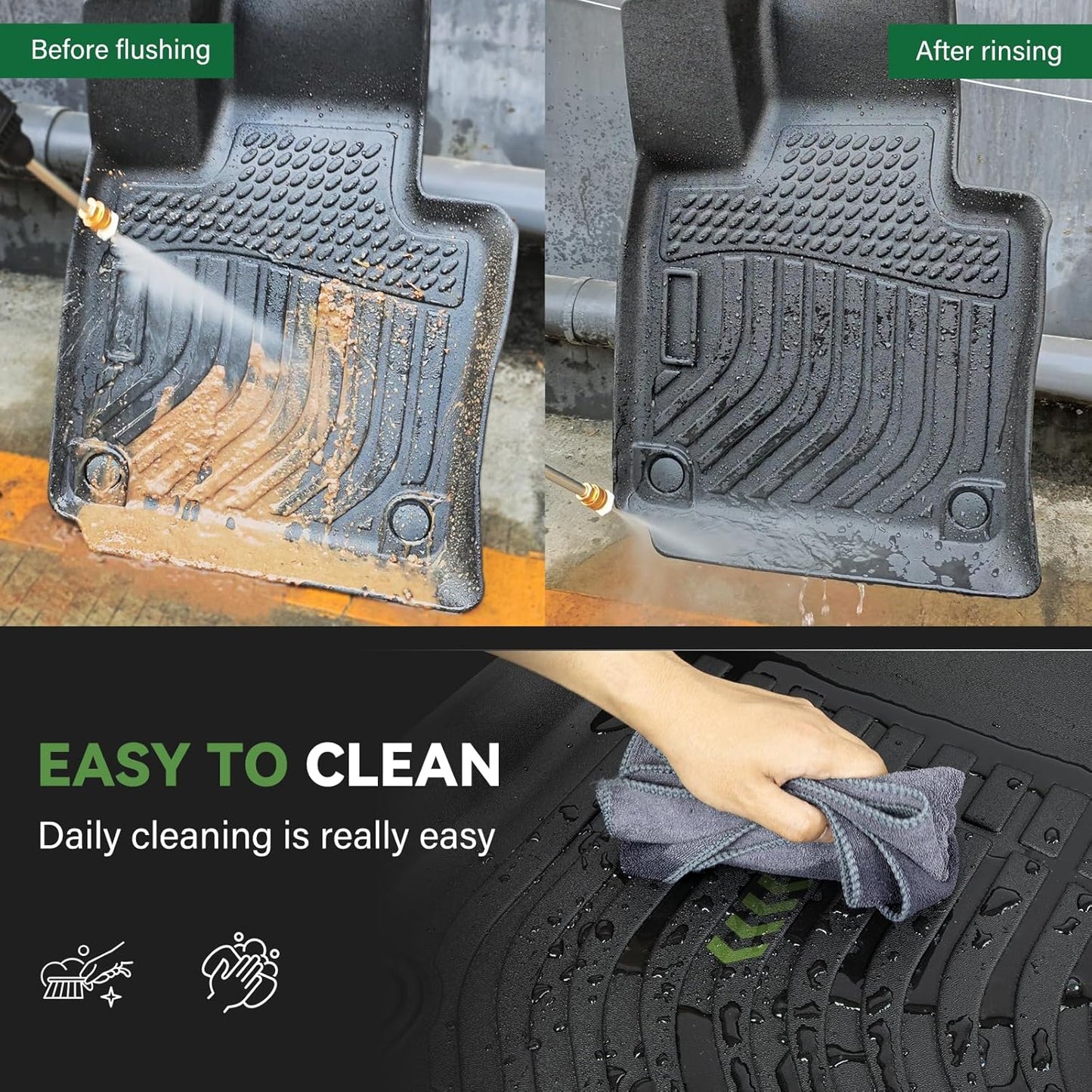 All Weather Liner Floor Mats Custom Fit for 2025 Subaru Forester Anti-Slip 3D Pattern Car Mats Thicken Waterproof Odorless Passenger Front Mat - Essential Accessories for 2025 Subaru Forester