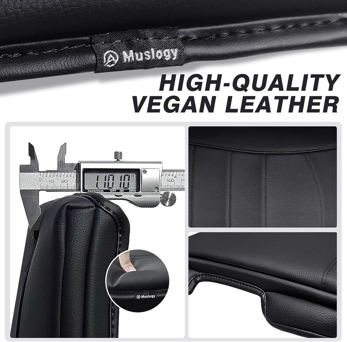 Muslogy Center Console Armrest Cover Compatible with Dodge Ram1500 2013-2018 & ram2500/3500 2013-2025 Comfort Armrest Pad Arm Rest Cushion Vegan Leather Protector 1-Inch Extra Thick(Jump Seat ONLY)