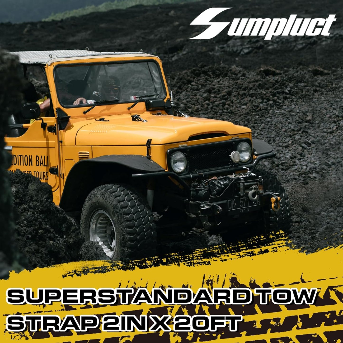 Recovery Tow Strap 2in X 20ft Exceed Heavy Duty 25,000 lbs Break Strength, Use for Emergency Towing Rope, Tree Saver, Winch Extension, Triple Reinforced Loops,Car Accessories