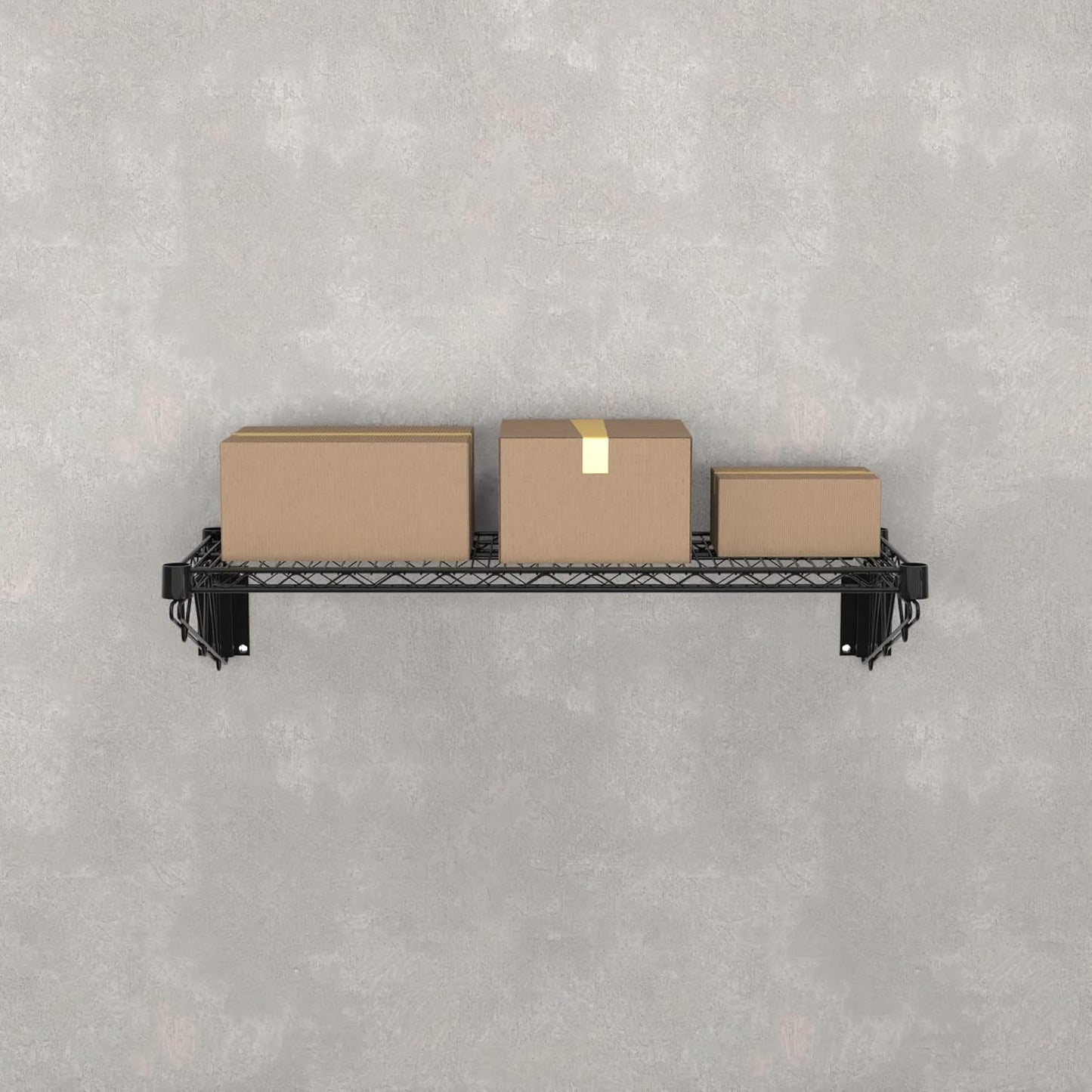 14" x 36" Black Epoxy Wire Wall Mount Shelf