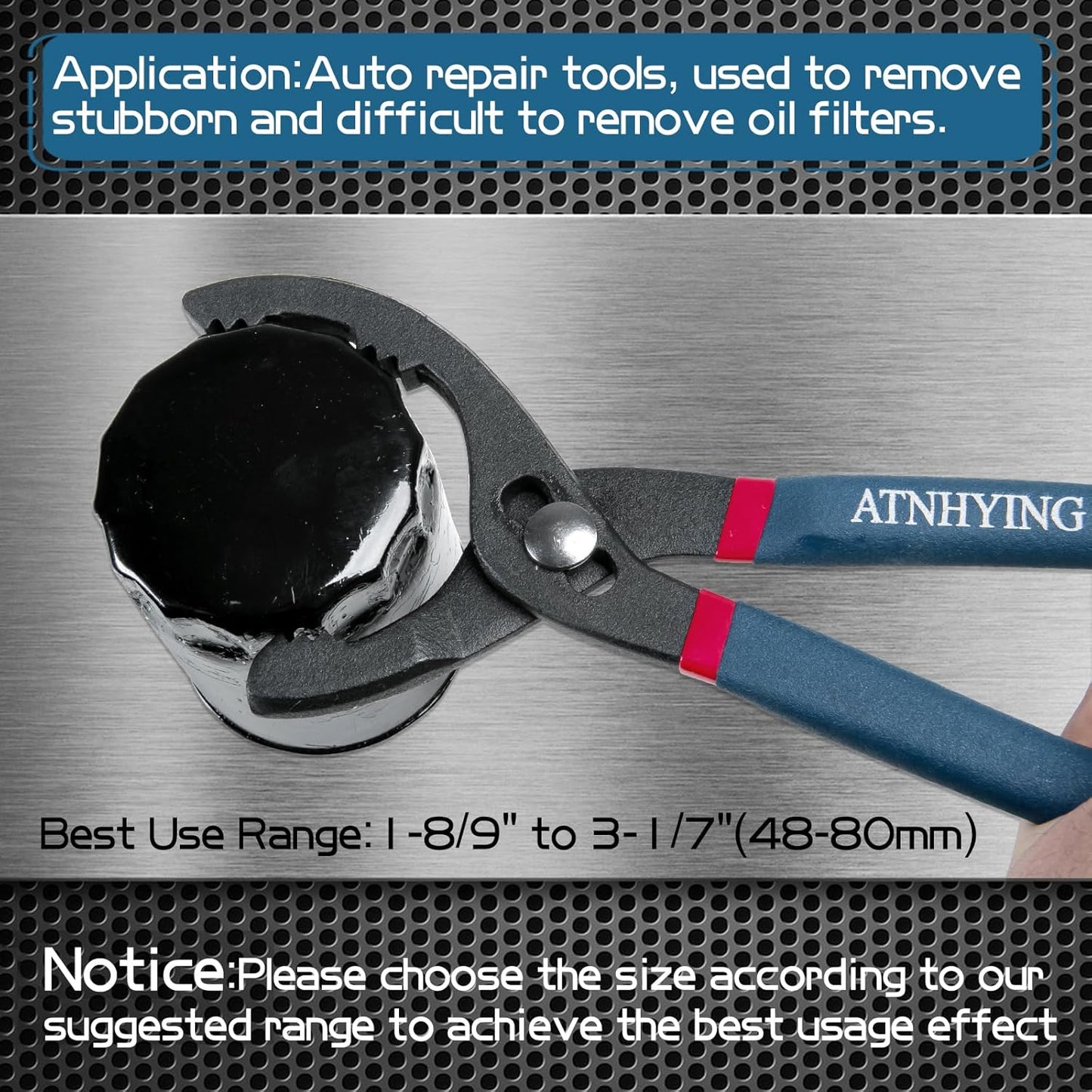 10" Oil Filter Pliers, Adjustable Small Oil Filter Wrench, Universal Oil Filter Removal Tool No Slipping for Engine Filters, Conduit, Fittings (10 Inch)