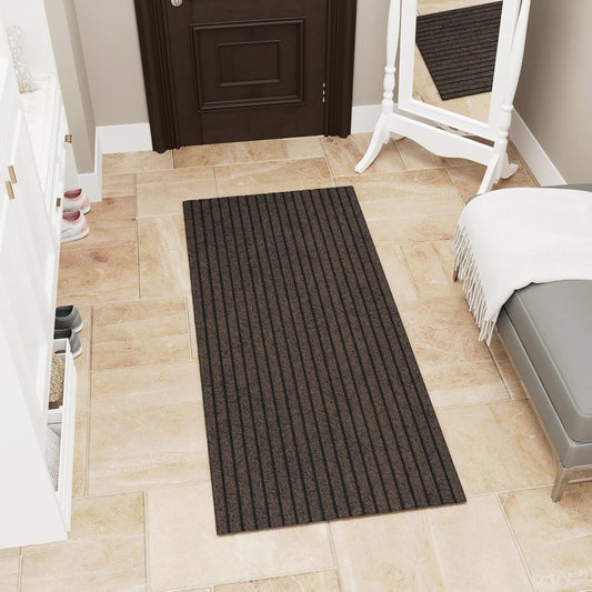 Ottomanson 2' x 5' Hallway Runner with Scraper Pile Extra Durable Non-Slip Rug Mat for Indoor & Outdoor Use - Ideal for Kitchen, Entryway, Patio & Garage - High-Traffic Carpet, Brown