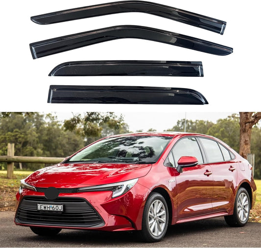 KPY Window Visor Compatible with Toyota Corolla Sedan 2020-2025 (Sedan Only), 4PC Rain Guard Side Window Vent Deflectors Tape-On Mugen Style, 2020 2021 2022 2023 2024 2025