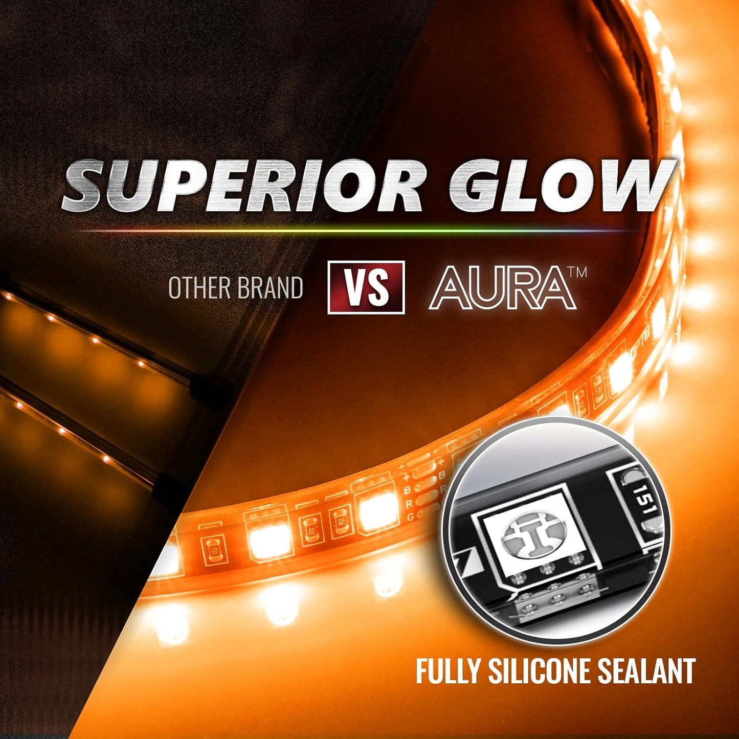 OPT7 Aura Pro RGB LED Grille Lights with App & Remote Control, 4pcs 12" Light Strips, Waterproof Front Grill Valence, Music Sync, Multi-Color Exterior Lighting Kit, Universal for Cars Trucks Vans SUV