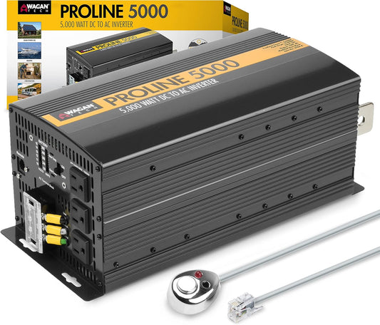 Wagan EL3744 12V 5000 Watt Power Inverter with Remote Control, 10000 Watt Surge Peak Proline Power Converter for Home RV Camping Van Life Off Grid