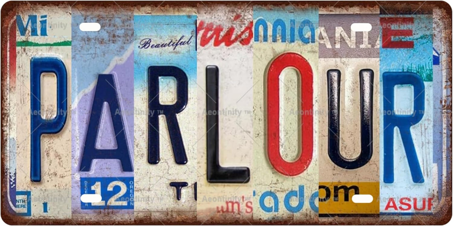 PARLOUR Space Vintage Metal Tin Sign License Plate Bar Cafe Garage Cave Home Room Wall Bathroom Farmhouse Garden Porch Patio Decor, 12 x 6 Inch