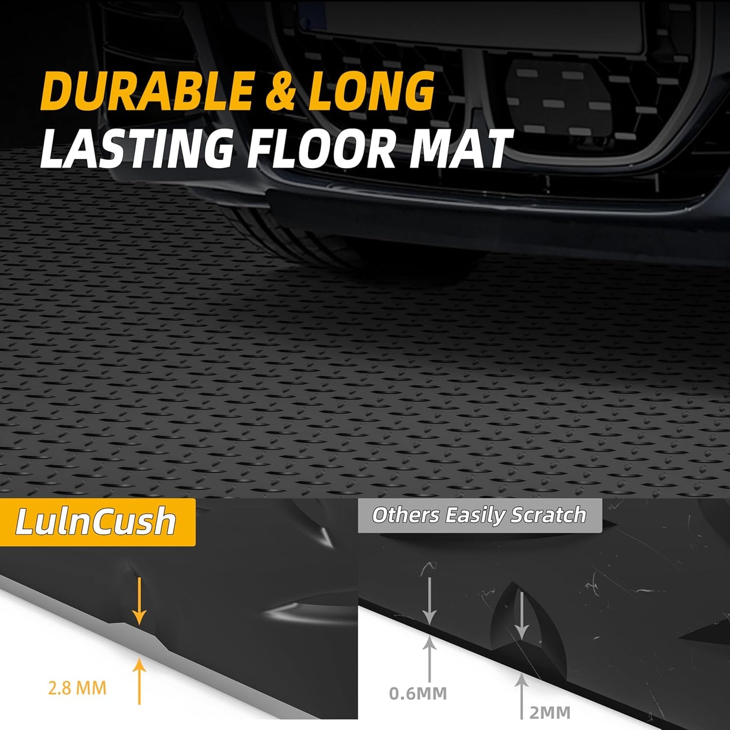 8.2x21 FT Garage Floor Mat, 2.8mm Thickened Diamond Plate PVC Garage Flooring Roll for Under Car Parking, Heavy Duty Garage Floor Protector 168SQFT for Garage, RV Trailer, Basement, Black
