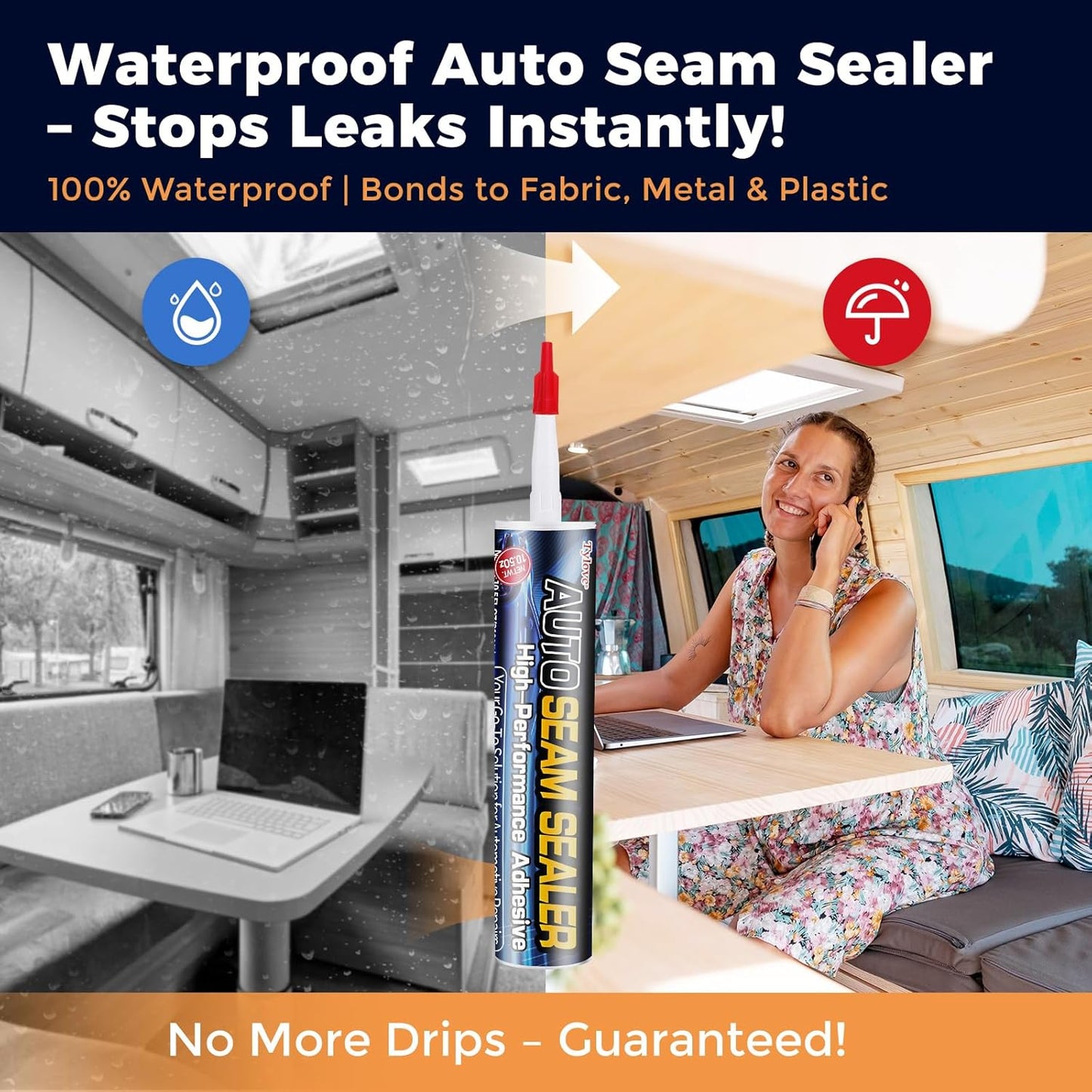 Seam Sealer Automotive-Professional Grade High Strength Waterproof Adhesive for Truck,Marine,Auto Body Repair, Rust & Leak Prevention-Quick Paintable Sealant for Metal,Plastic,RV Roof Sealant White