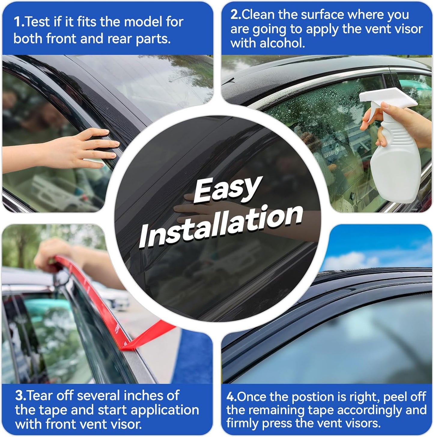 Window Visors Rain Guards for 2011-2016 Kia Sportage, Out-Channel Window Vent Wind Deflectors Visors Shades for 11-16 Sportage