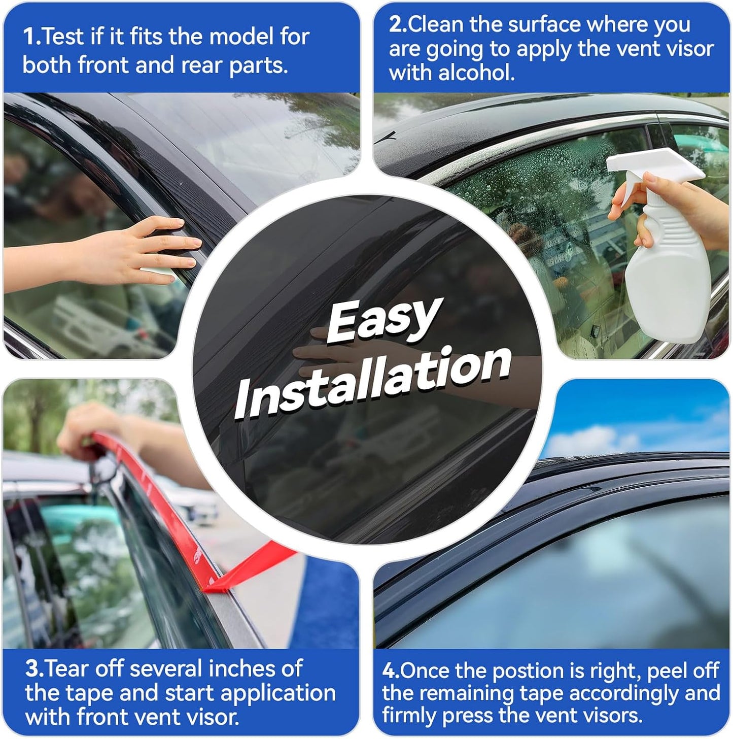 Window Visors Rain Guards for 2009 2010 2011 2012 2013 Kia Forte, Out-Channel Window Vent Wind Deflectors Visors Shades for 09 10 11 12 13 Kia Forte