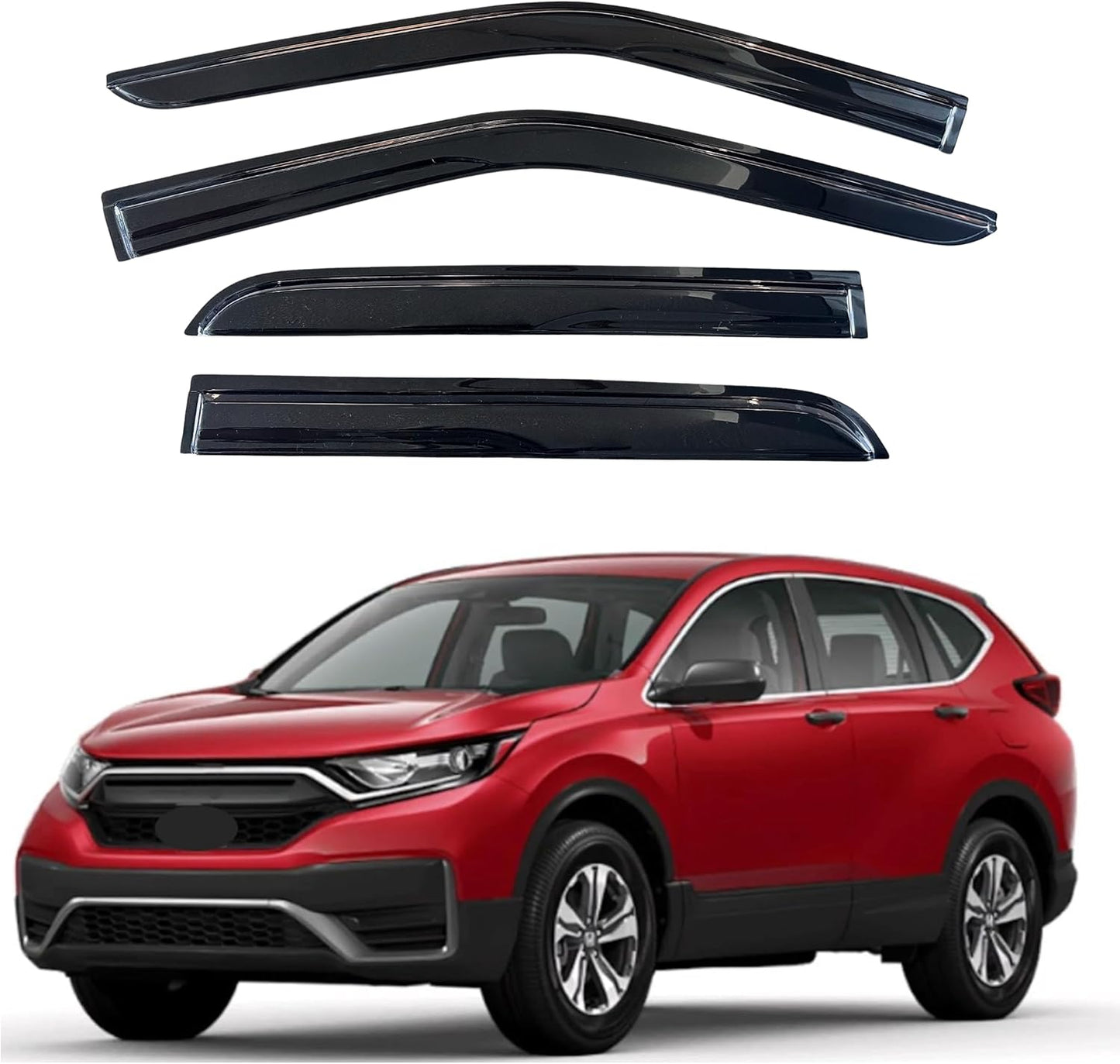 KPY Window Visor Compatible with Honda CR-V 2017-2022 (CRV), 4PC Rain Guard Side Window Vent Deflectors Tape-On Mugen Style, 2017 2018 2019 2020 2021 2022
