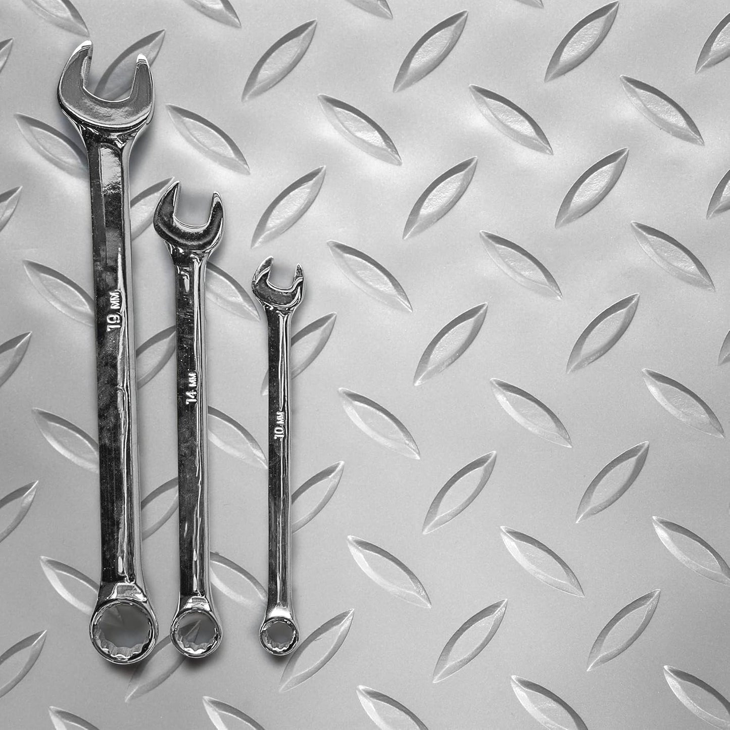 IncStores 2.5mm Thick Commercial-Grade Nitro Roll Garage Floor Mat | Flexible Vinyl Floor Mat for a Stronger and Safer Garage, Workshop, or Trailer | Diamond-Plate, Stainless Steel, 10' x 50'