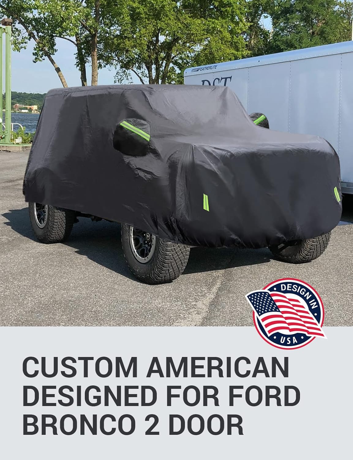 Proadsy Upgrade Car Cover Compatible with Ford Bronco 2 Door 2021-2024 2025 Windproof All Weather Waterproof Sun Rain UV Dust Snow Protection Outdoor Covers