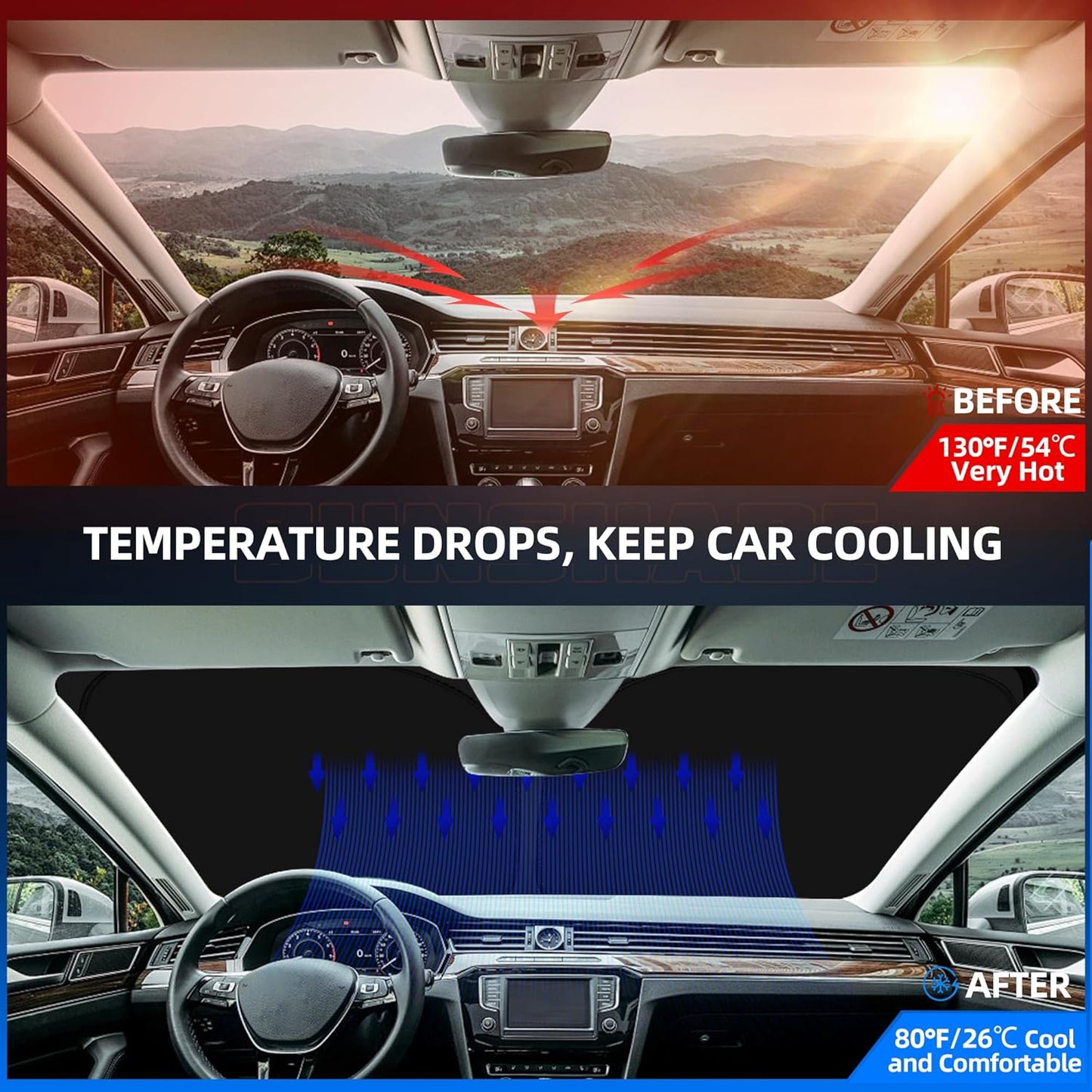 Windshield Sun Shade for S-ubaru Crosstrek 2013-2017 Foldable Sunshade Custom Fit Front Window Car Interior Accessories Protector Blocks UV Rays