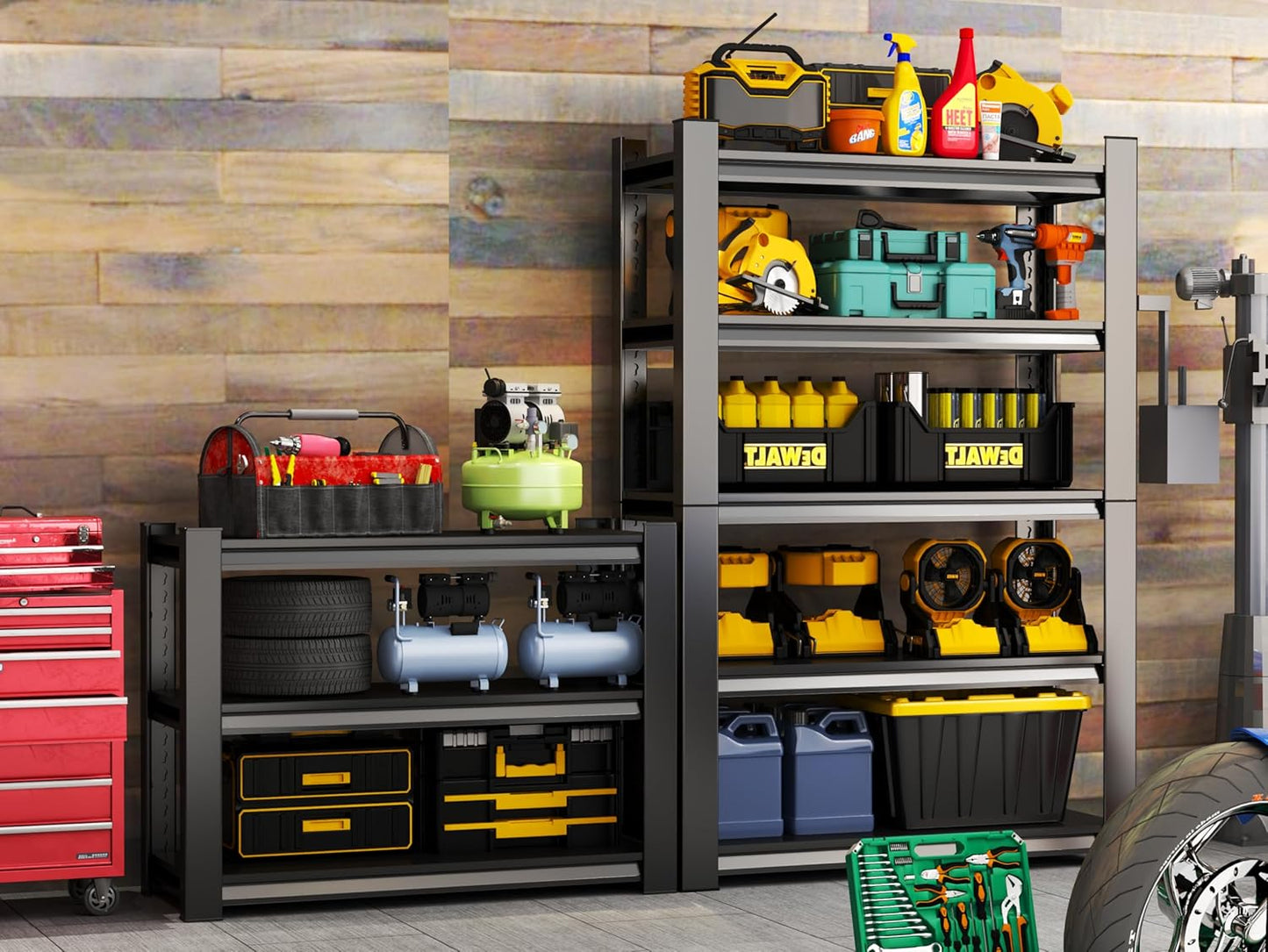 Metal Garage Shelving Unit, Heavy Duty Adjustable Storage Rack, Steel Shelving,2000 lbs Capacity, Industrial Shelves for Heavy Tools and Equipment (3-Tier 32" H x 32" W x 14" D)