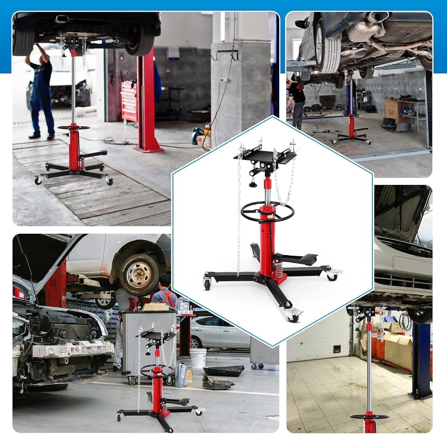 Transmission Jack, 1322LBS (3/5 Ton), Hydraulic Telescoping Transmission Jack, 32"-67" Transmission Jack Stand with Foot Pedal & 360° Swivel Wheels for Garage and Car Lifting,