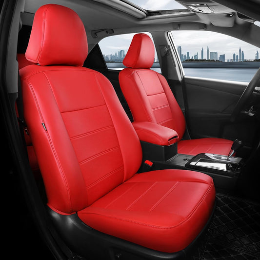 for Toyota Camry Seat Covers L LE XLE 2012 2013 2014 2015 2016 2017 - Custom Fit Car Seat Covers Full Set, Waterproof Breathable Luxury Leather Seat Covers for Cars, Red Not for Hybrid