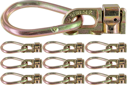 US Cargo Control Double Stud L Track Fitting with Pear Link (10 Pack) 5,000 Pounds Break Strength, Use with L Track Rails in Truck Bed or Trailer, Automatic Locking with Spring Release